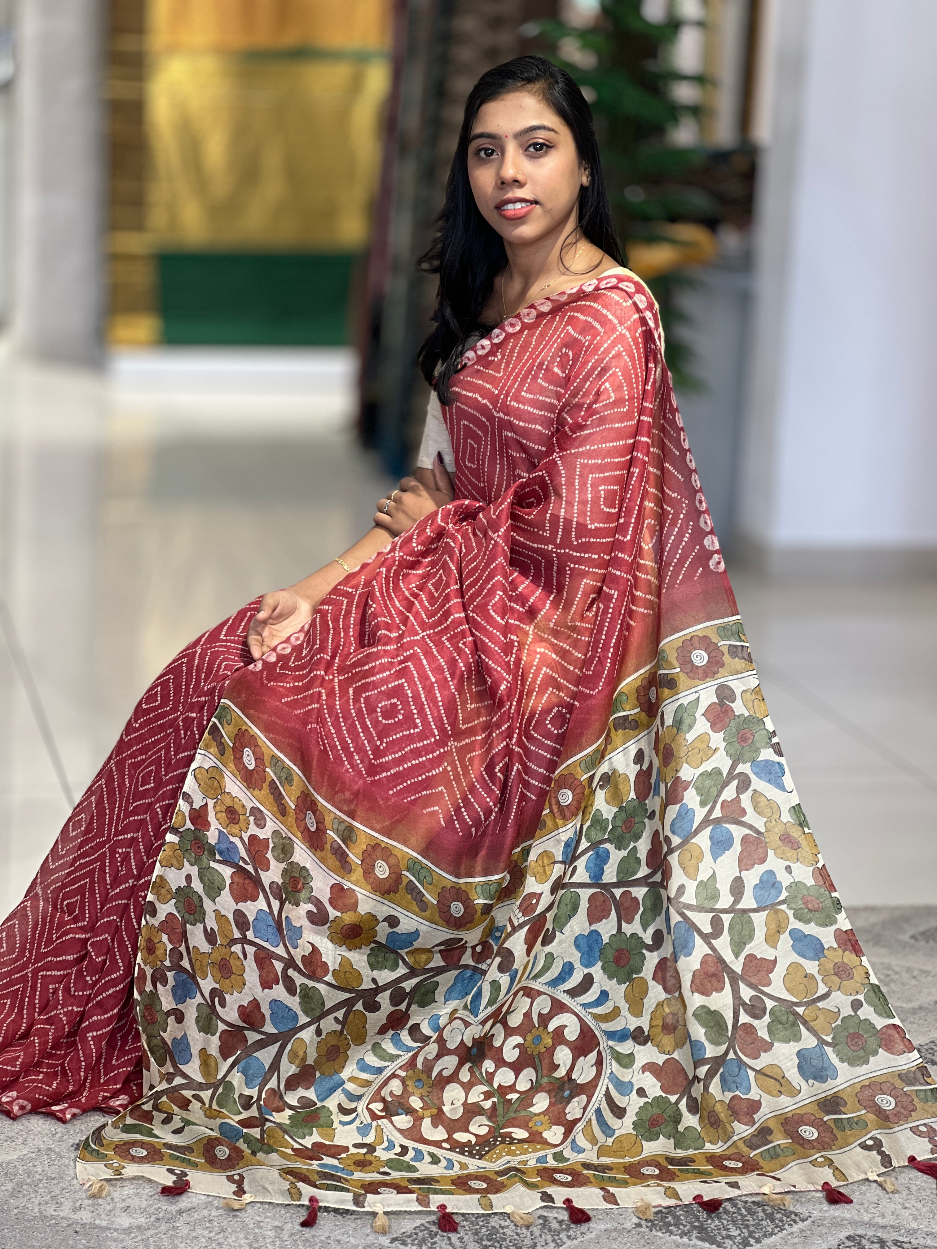 Bandhani Printe Semi Silk Saree | GMS209
