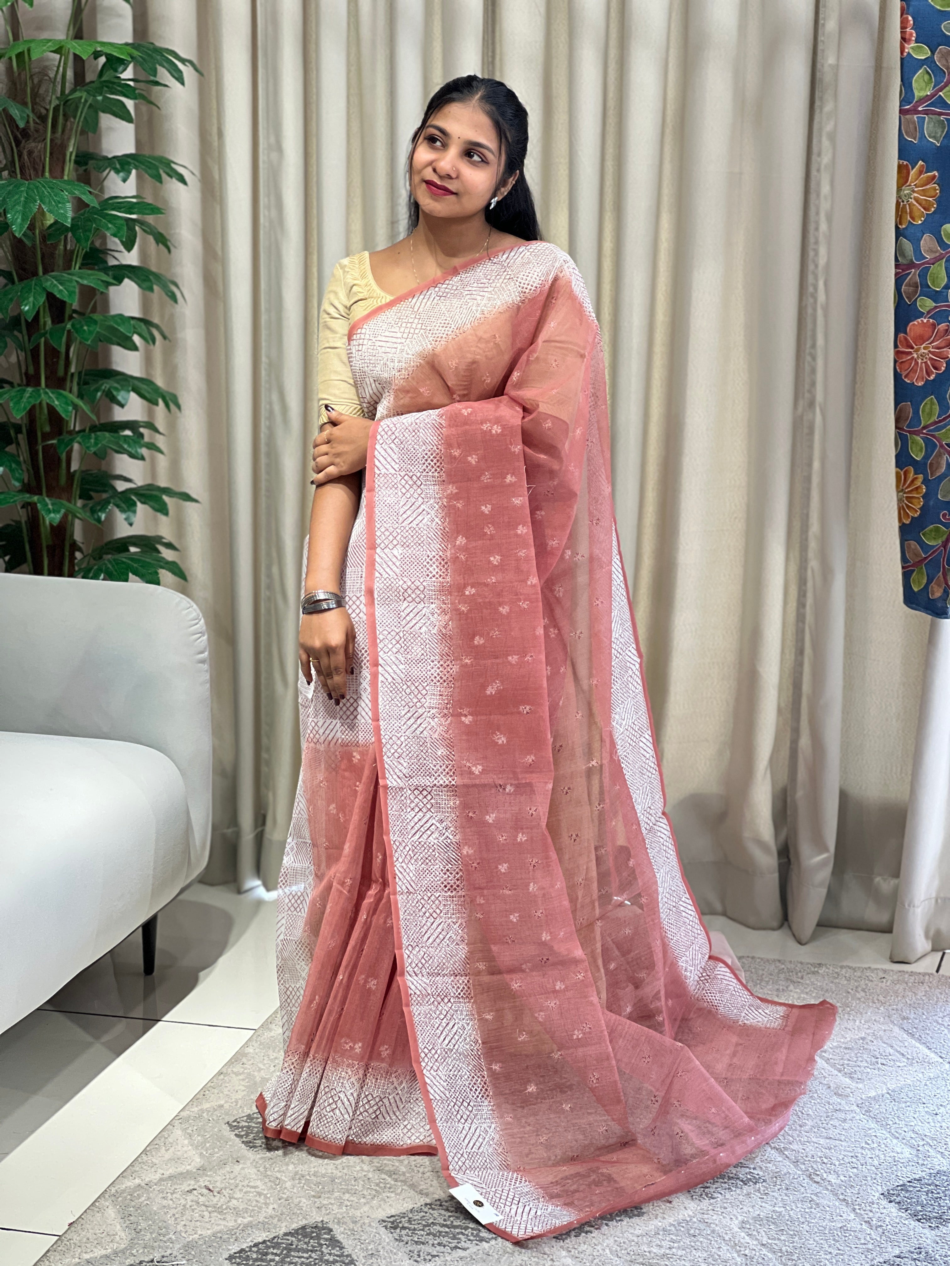 Print With Embroidery Detailed Kota Saree | YNG933