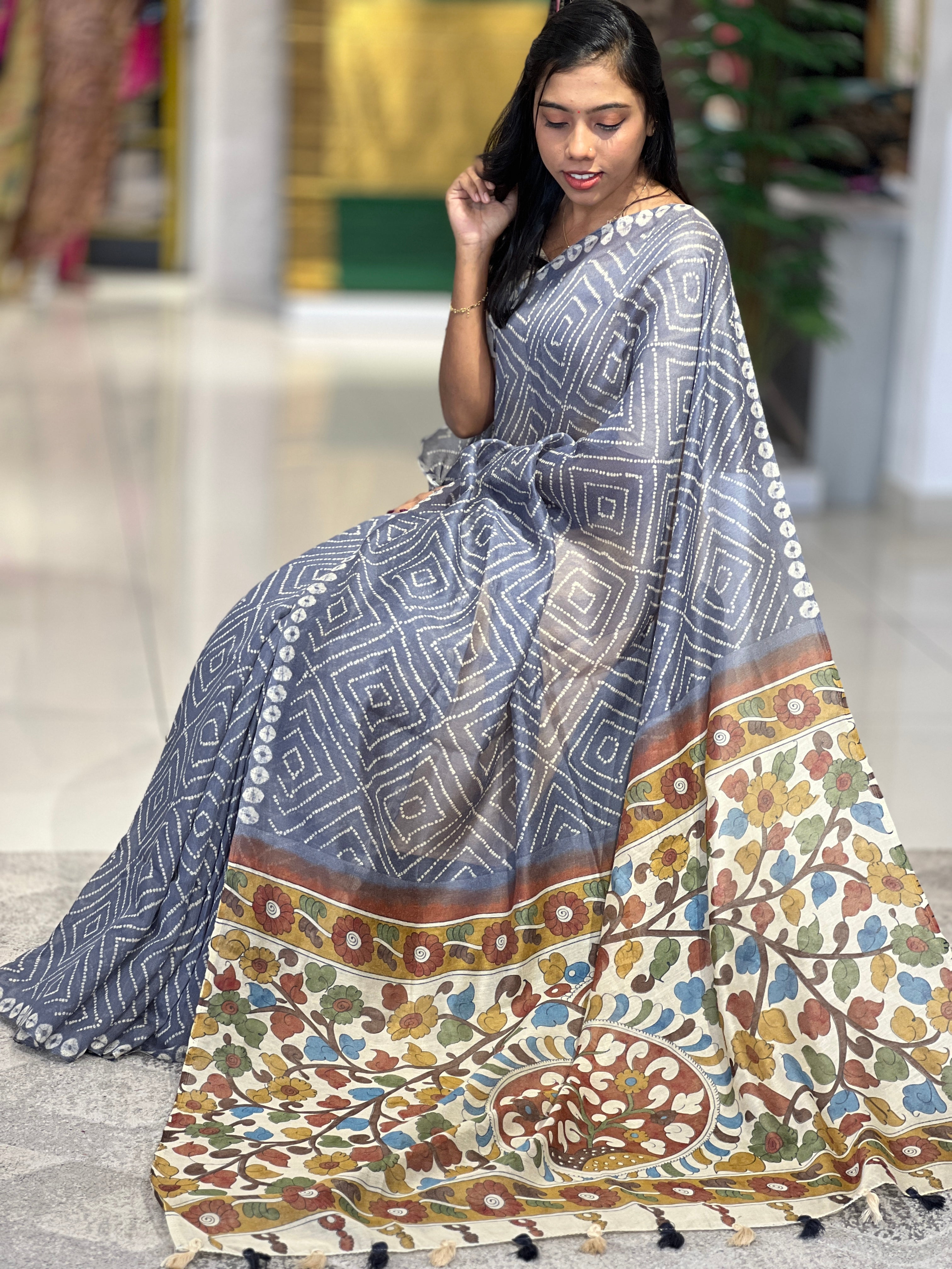 Bandhani Printe Semi Silk Saree | GMS210