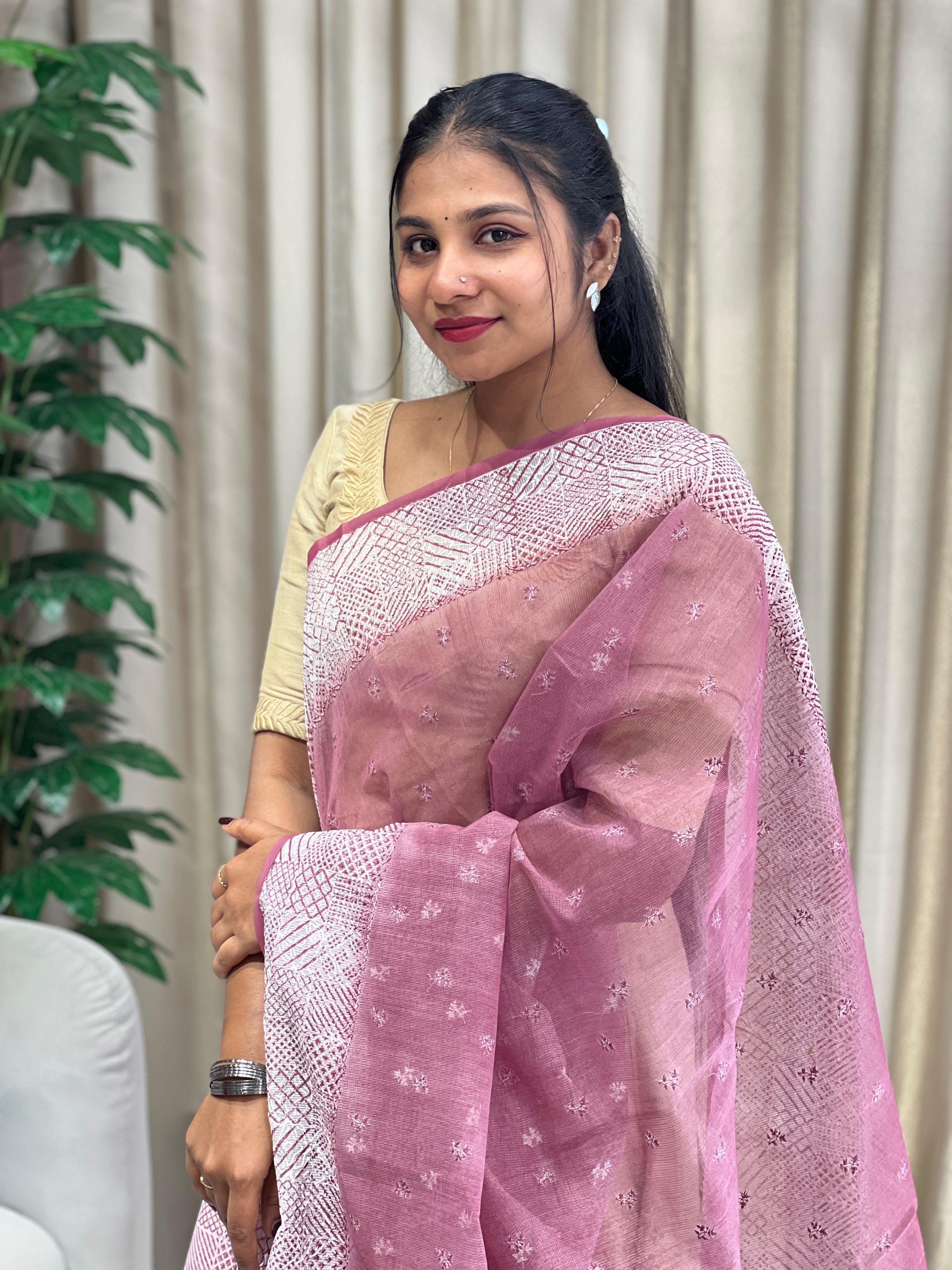 Print With Embroidery Detailed Kota Saree | YNG931