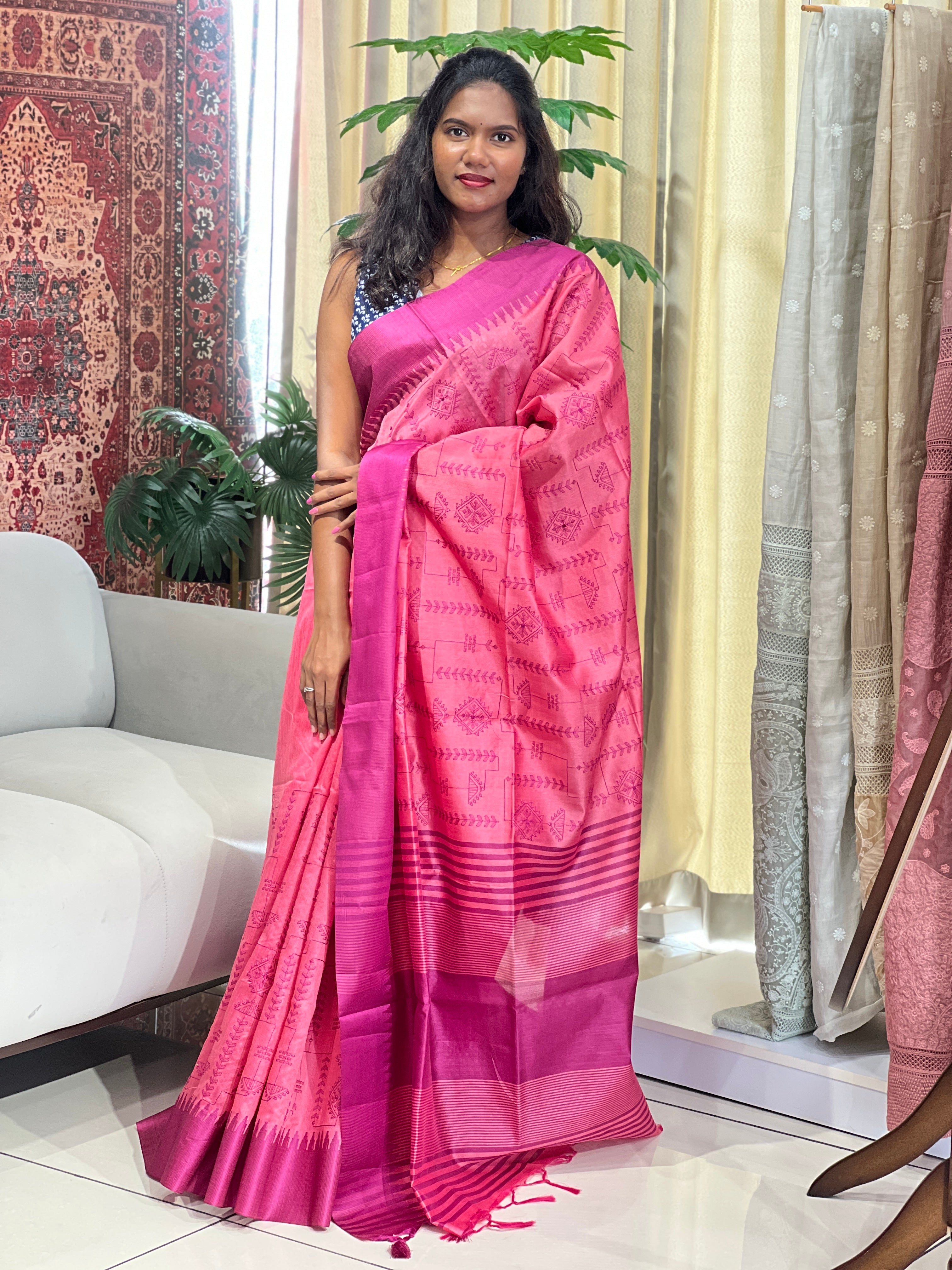 Machine Embroidery Semi Silk Saree | SVF213