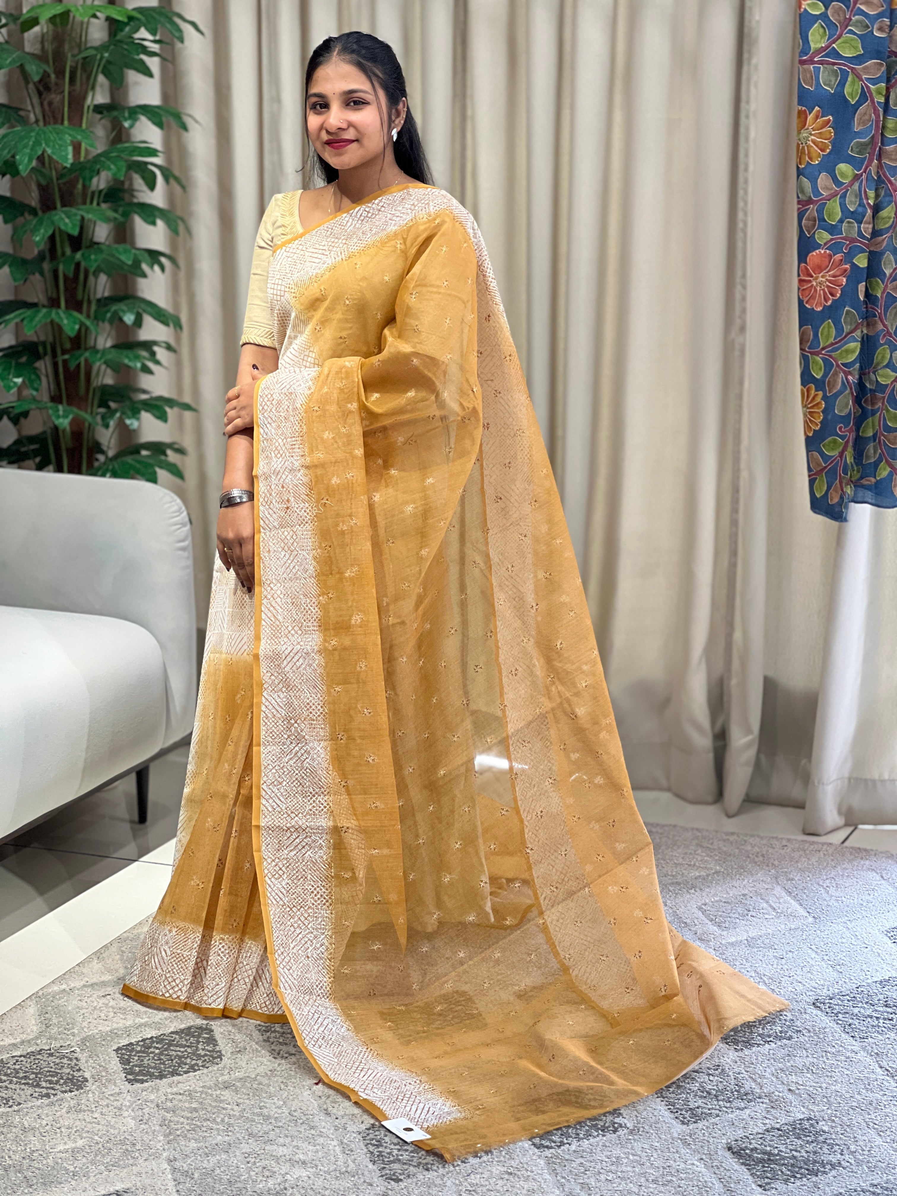 Print With Embroidery Detailed Kota Saree | YNG929