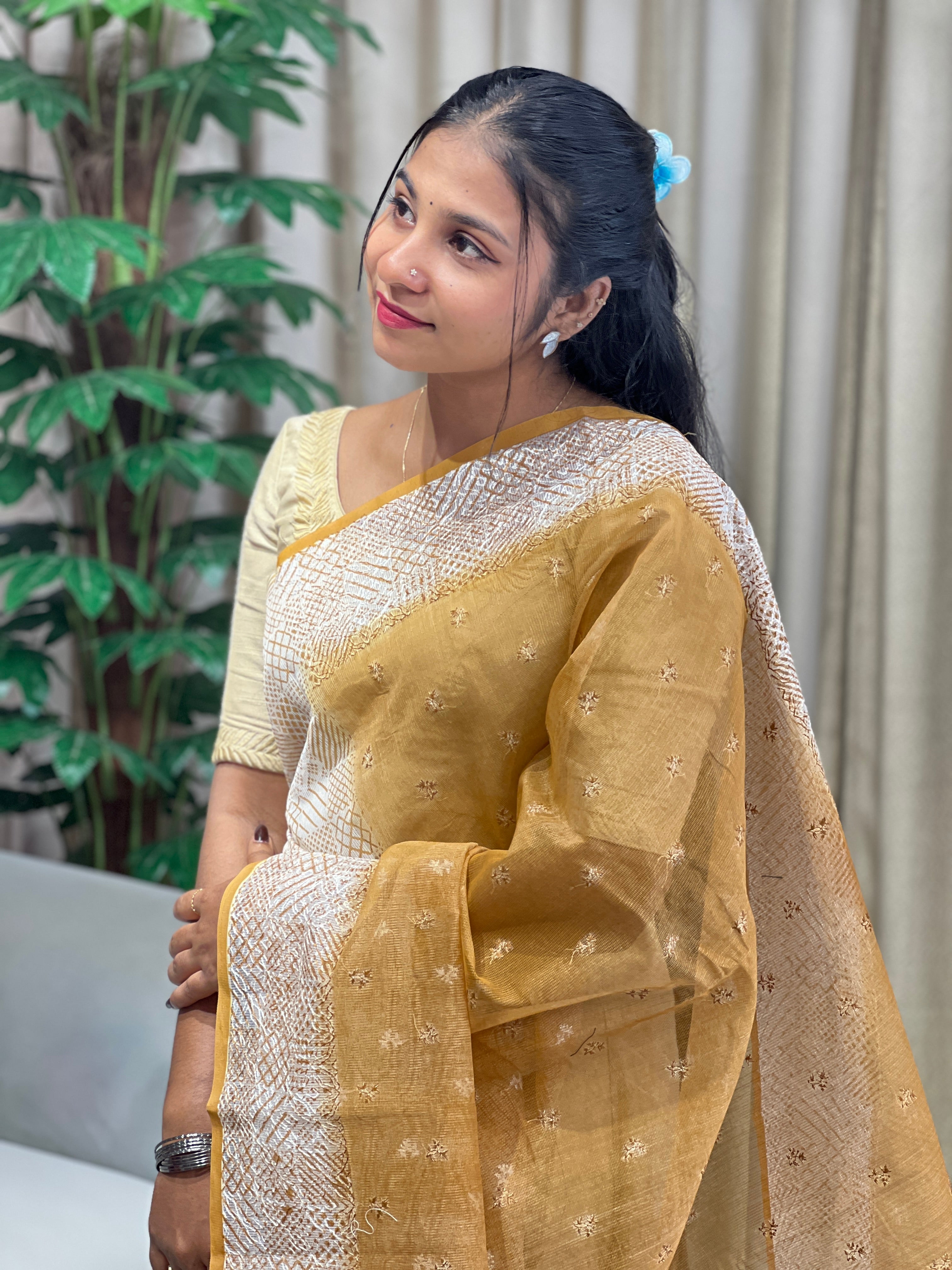 Print With Embroidery Detailed Kota Saree | YNG929