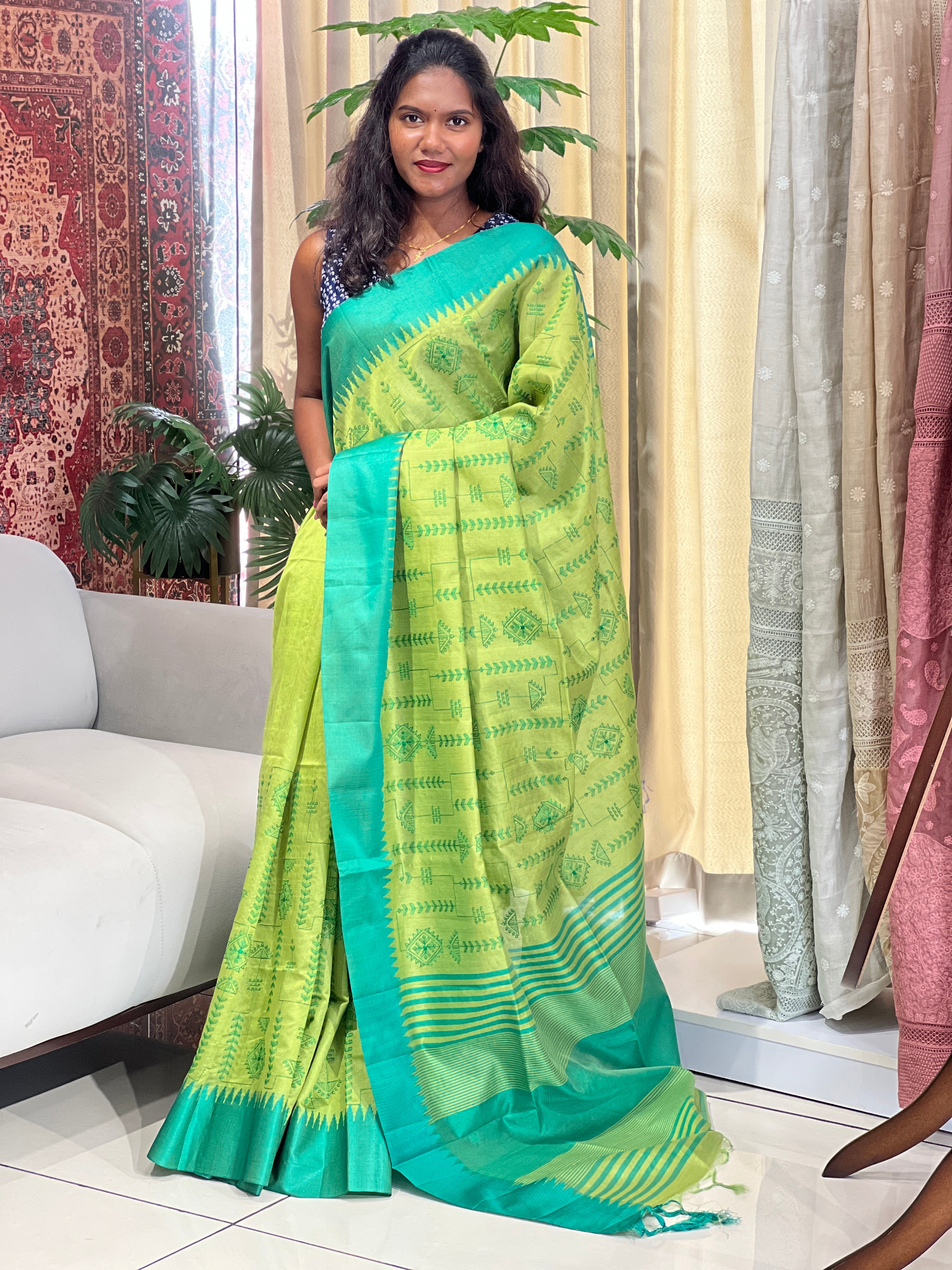 Machine Embroidery Semi Silk Saree | SVF211