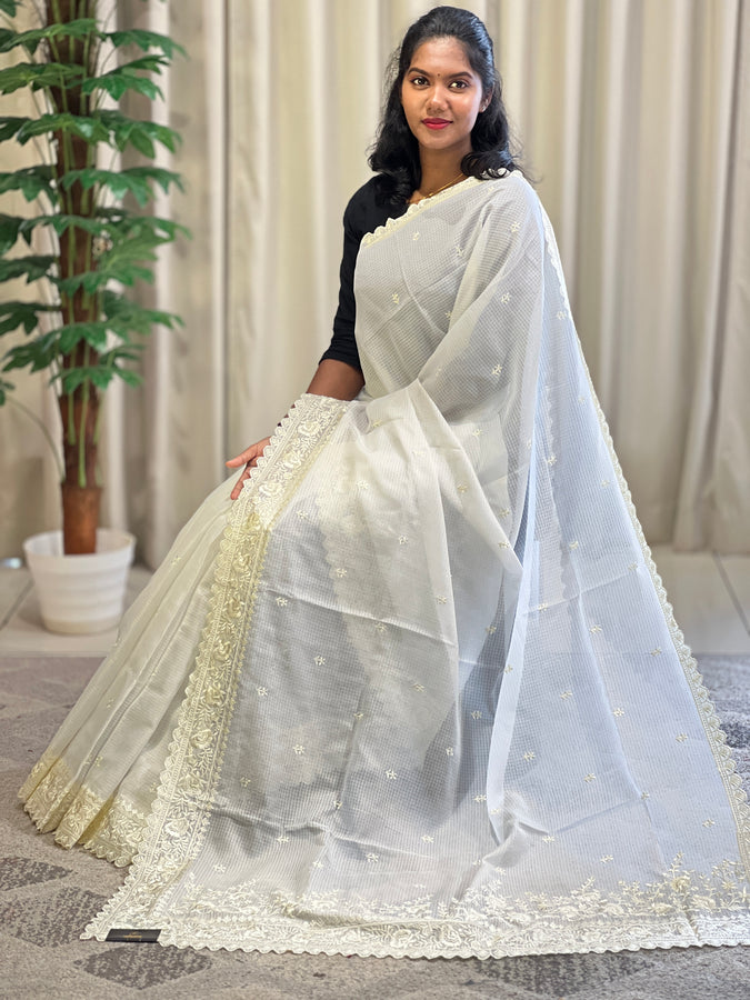 Machine Floral Embroidery Silky Kota Saree  | BLD1363