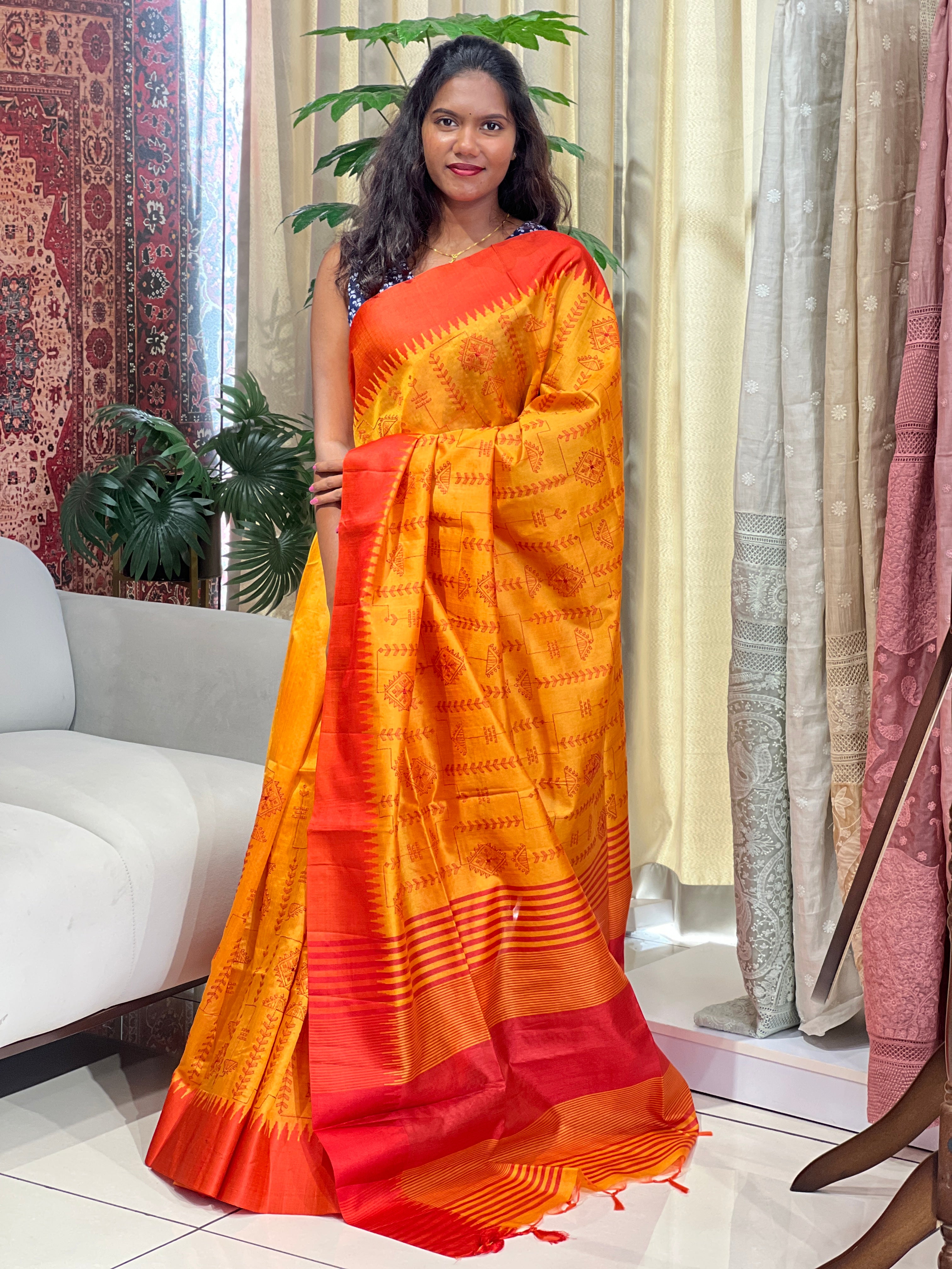 Machine Embroidery Semi Silk Saree | SVF212