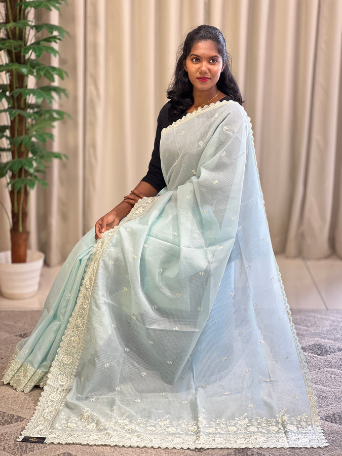 Machine Floral Embroidery Silky Kota Saree  | BLD1360