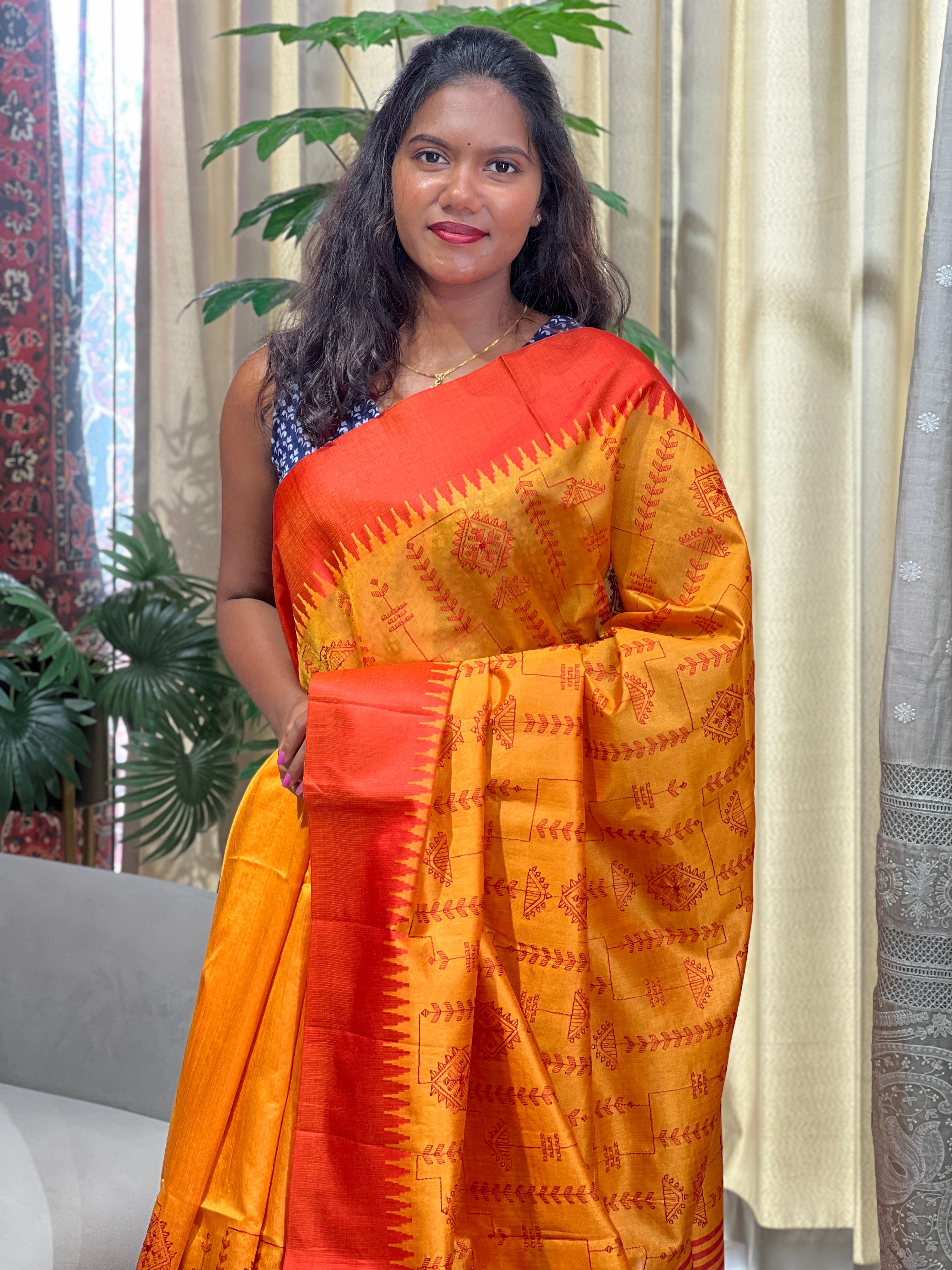 Machine Embroidery Semi Silk Saree | SVF212