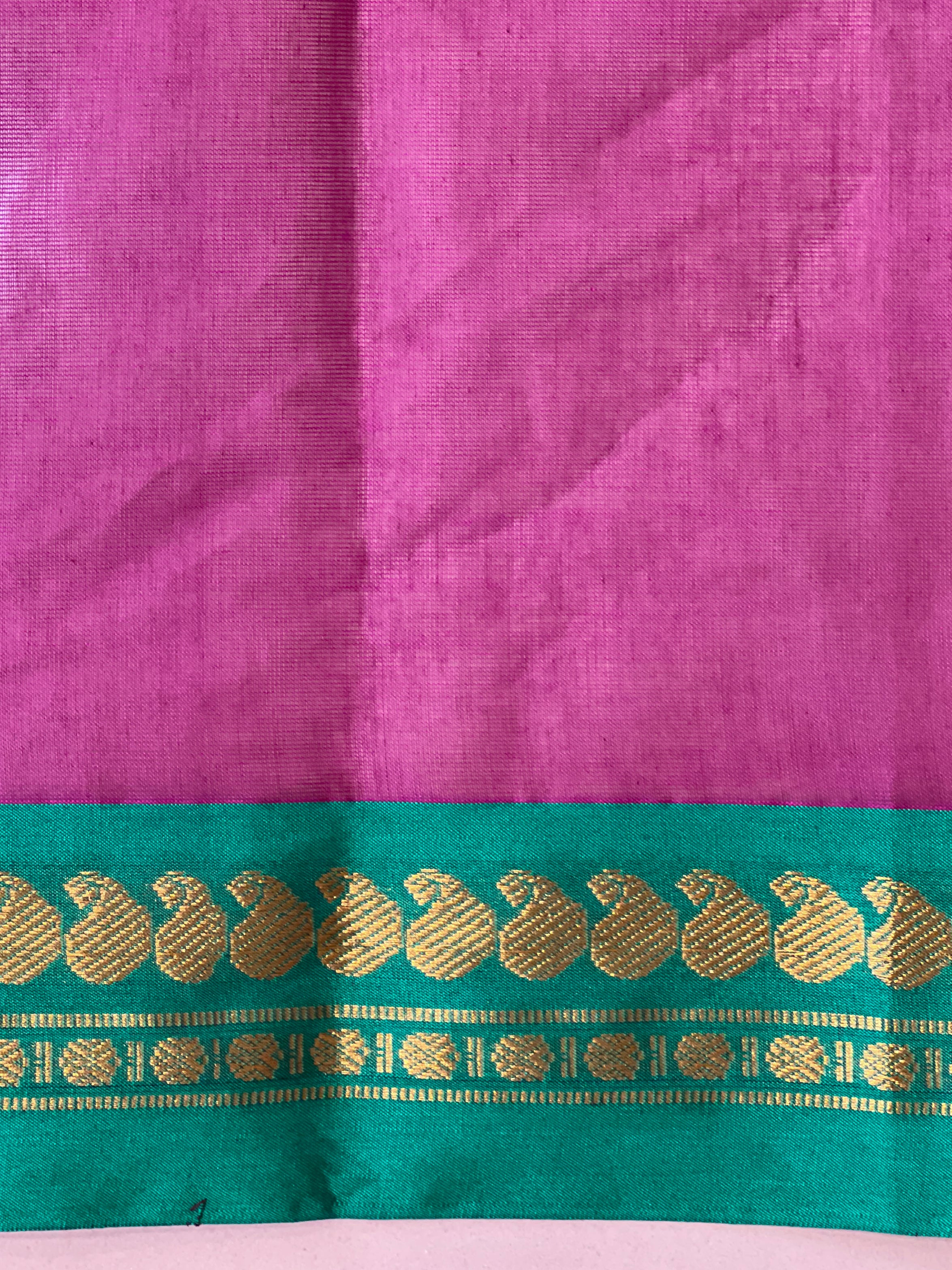 Golden Zari Bordered Kanchi Cotton Saree | GAS133