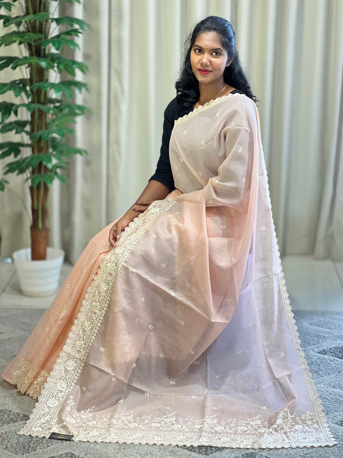 Machine Floral Embroidery Silky Kota Saree | BLD1359