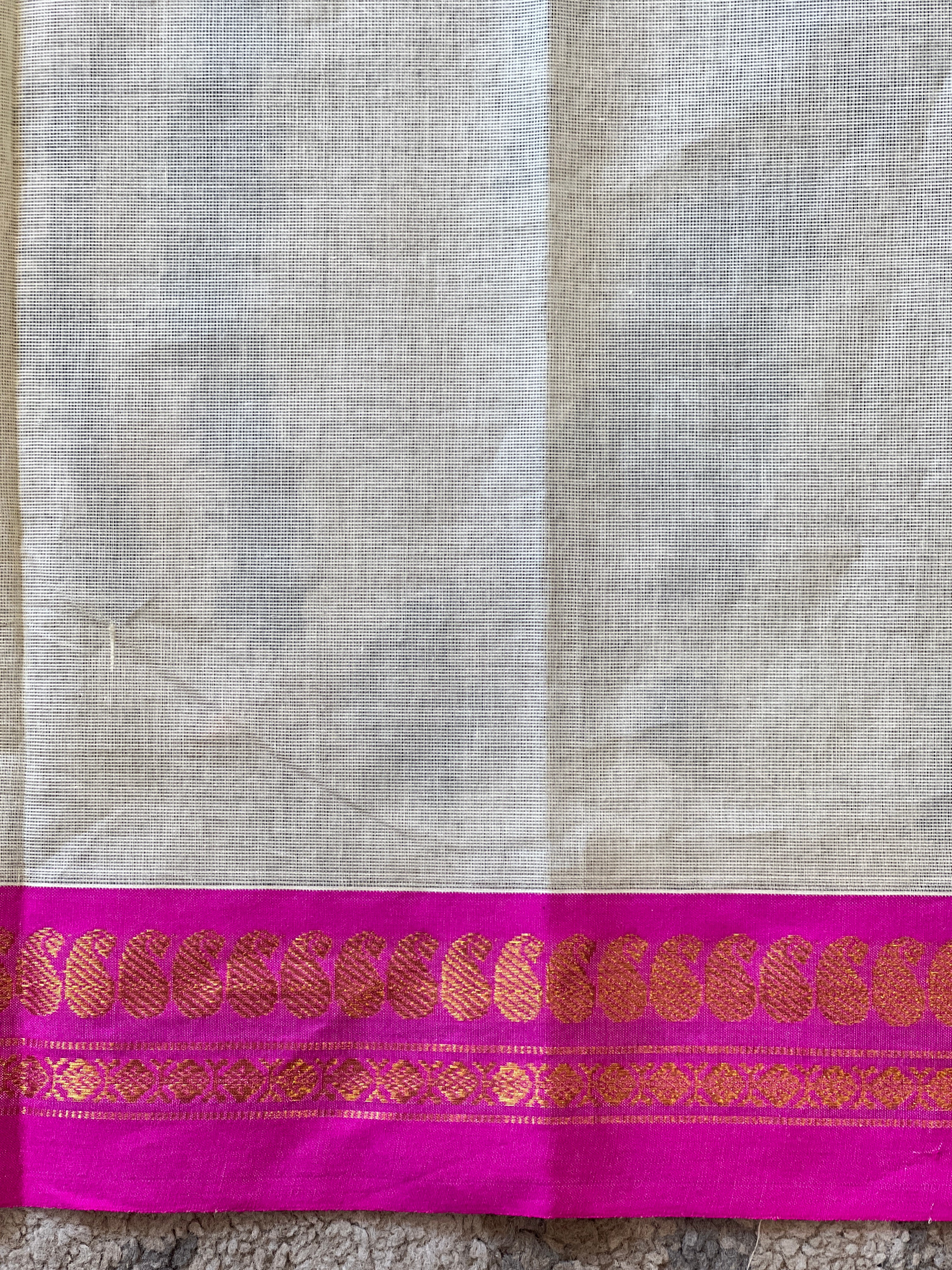Golden Zari Bordered Kanchi Cotton Saree | GAS131