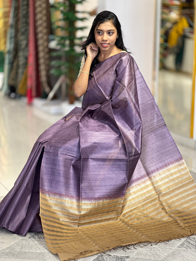 Kesiya Weaving Patterned Noil Tussar Finish Saree | MNH447