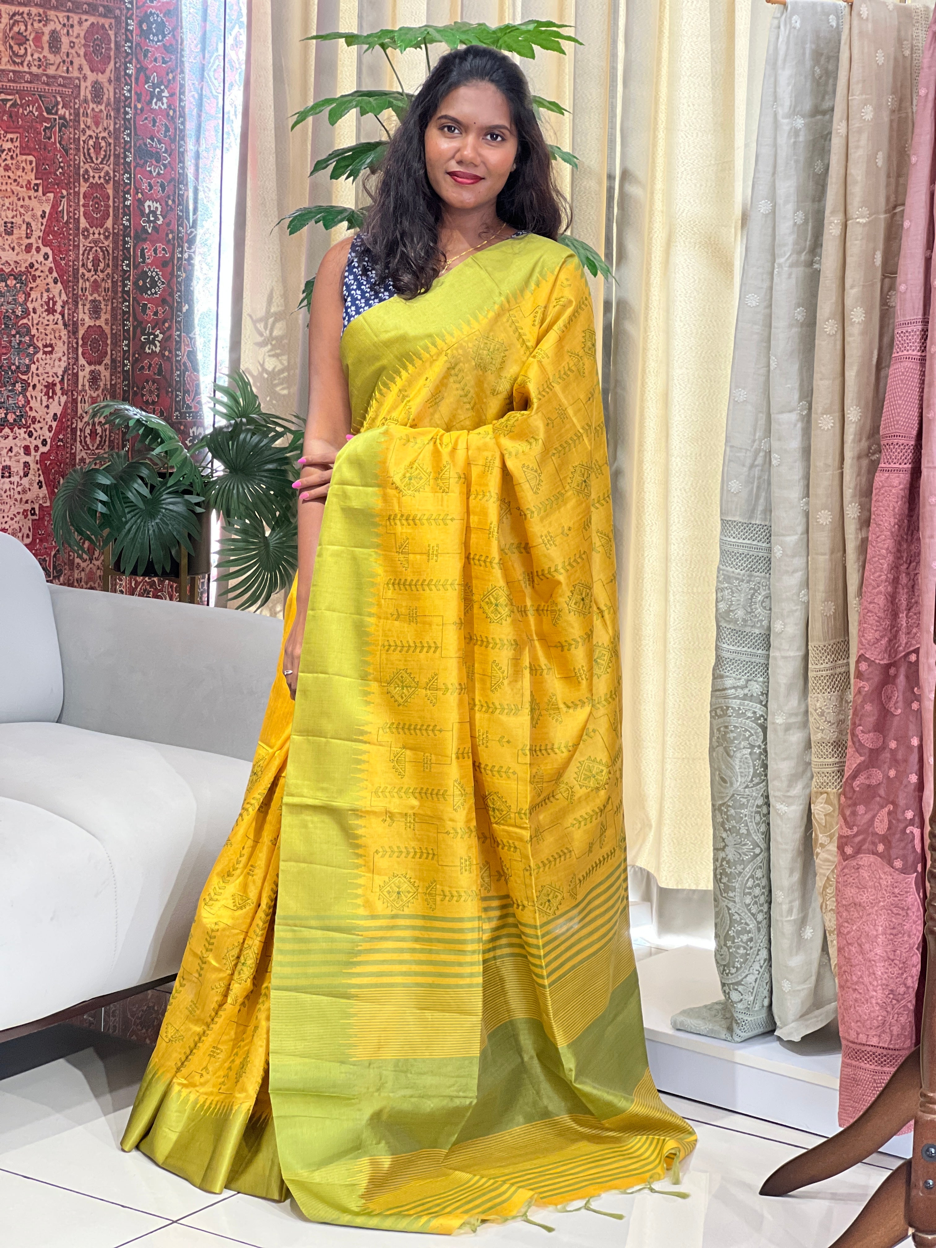 Machine Embroidery Semi Silk Saree | SVF214