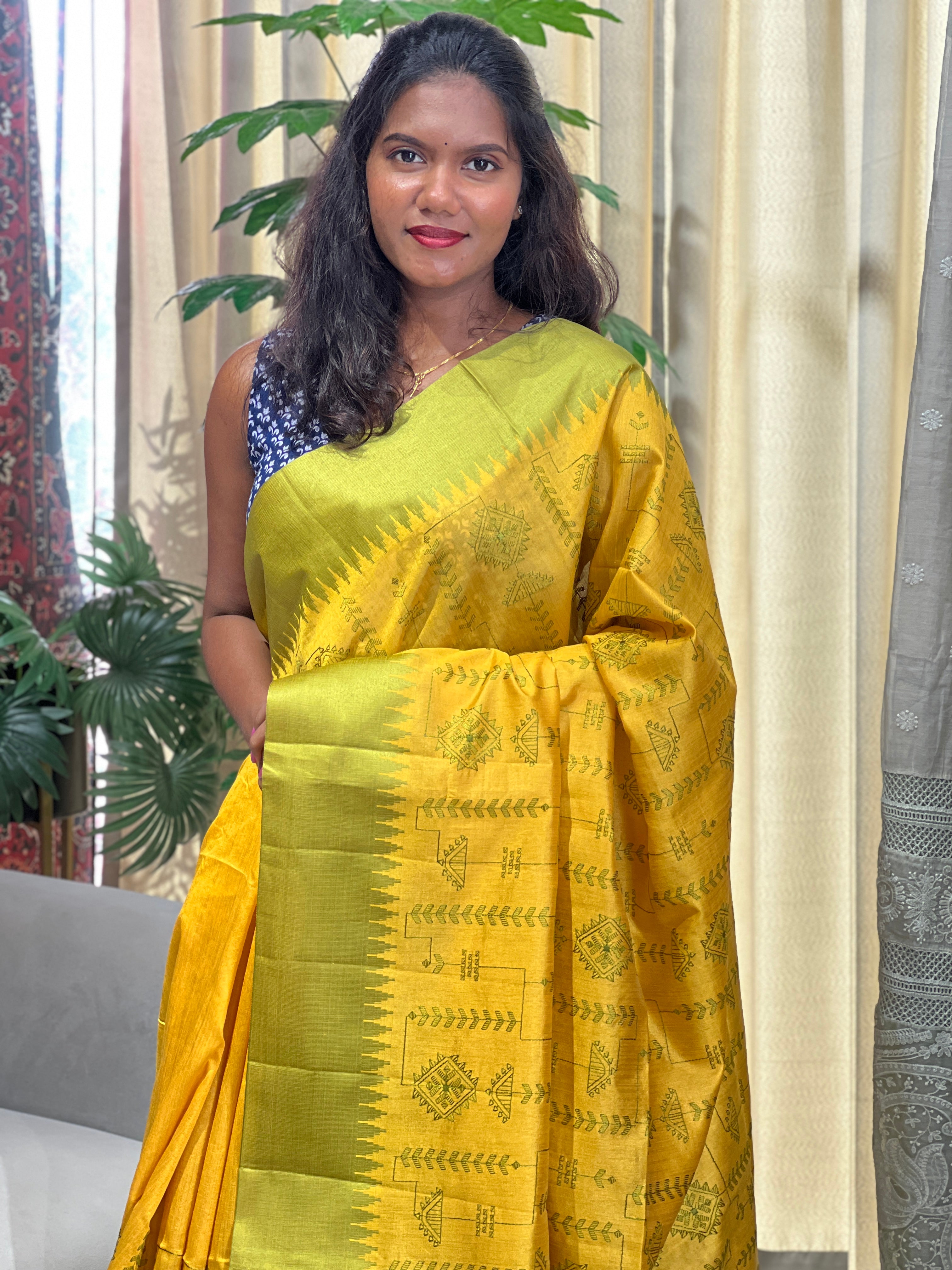 Machine Embroidery Semi Silk Saree | SVF214