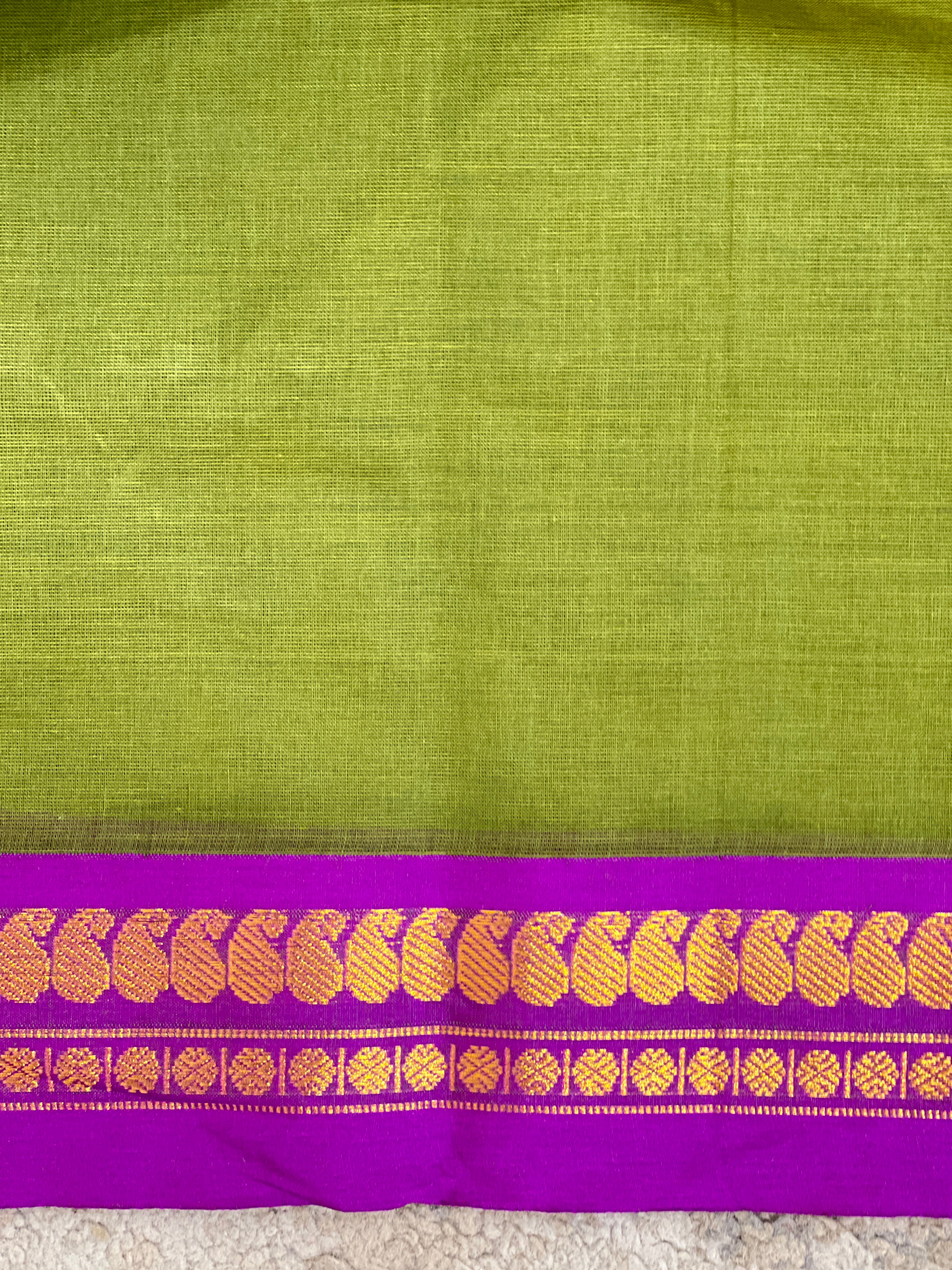 Golden Zari Bordered Kanchi Cotton Saree | GAS134
