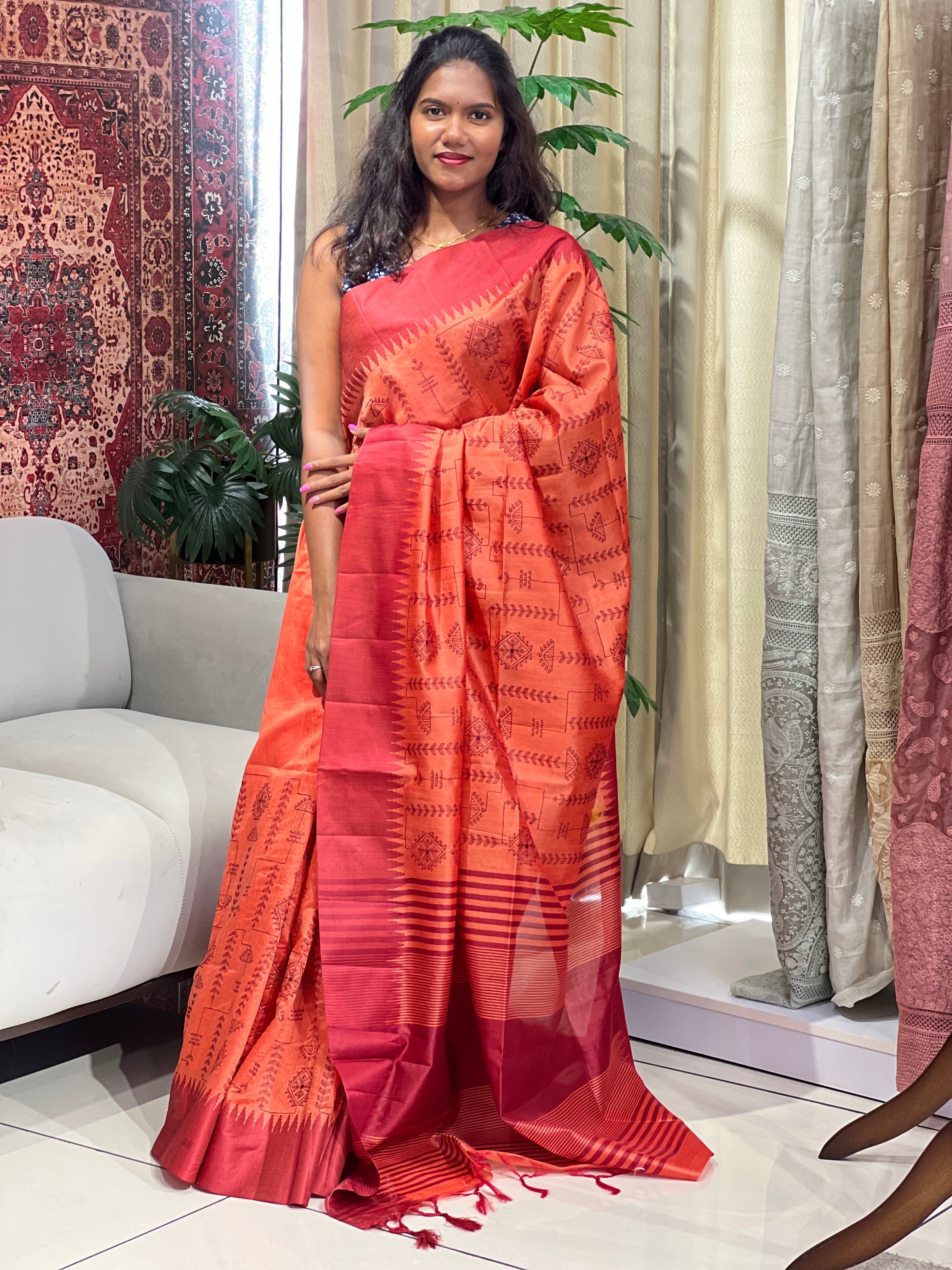 Machine Embroidery Semi Silk Saree |SVF210