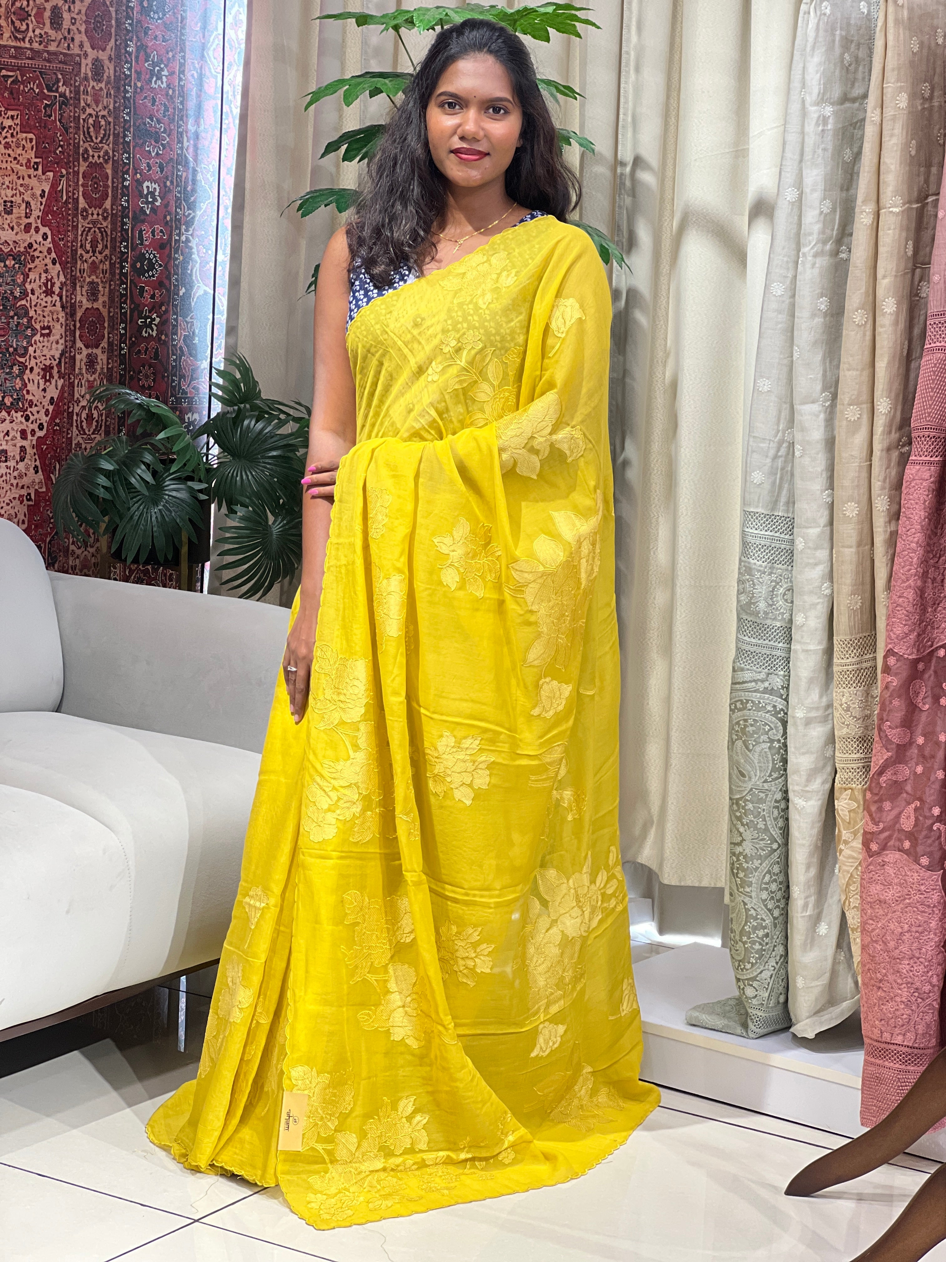Machine Embroidery Chanderi Saree | MM550