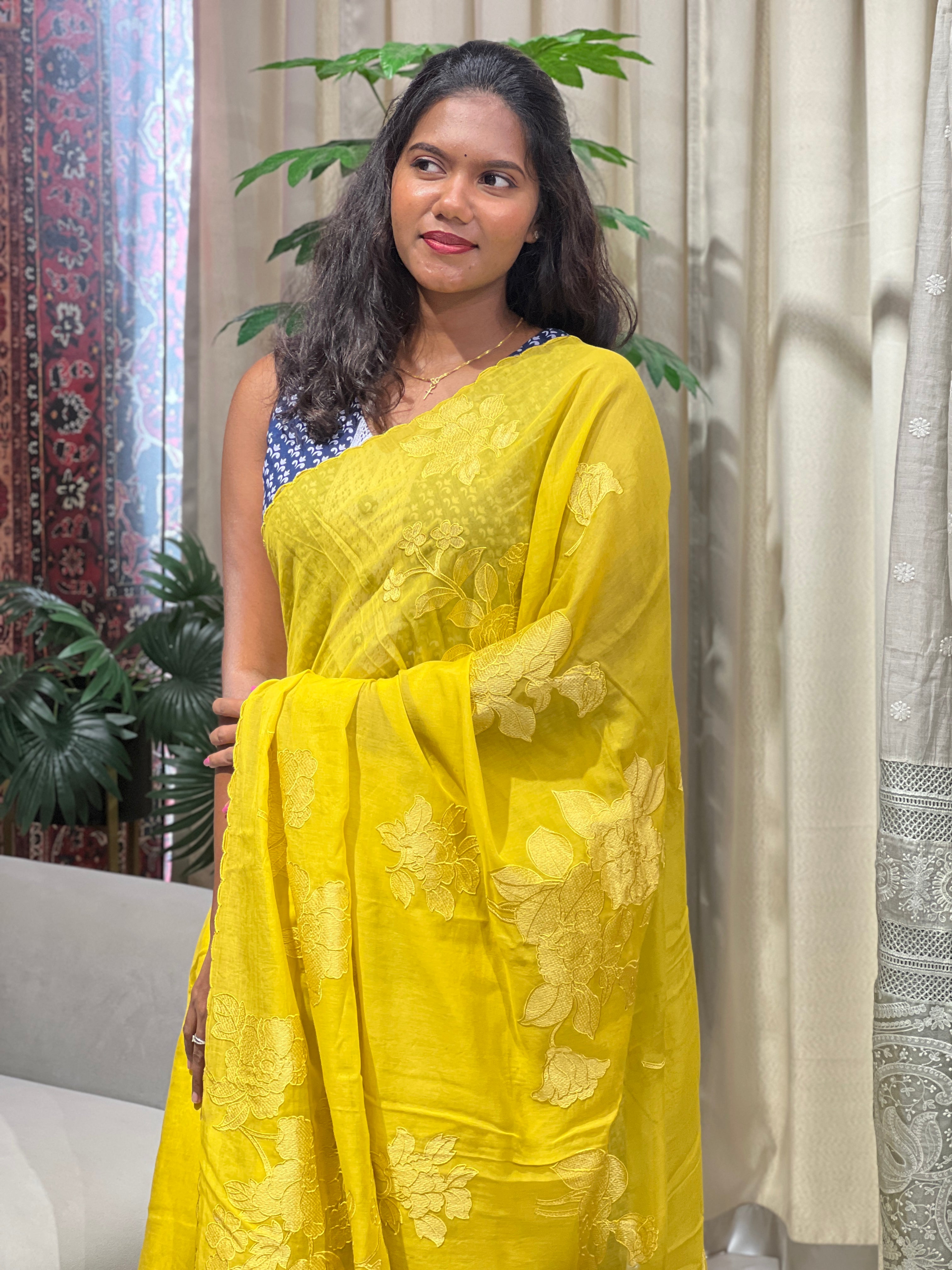 Machine Embroidery Chanderi Saree | MM550