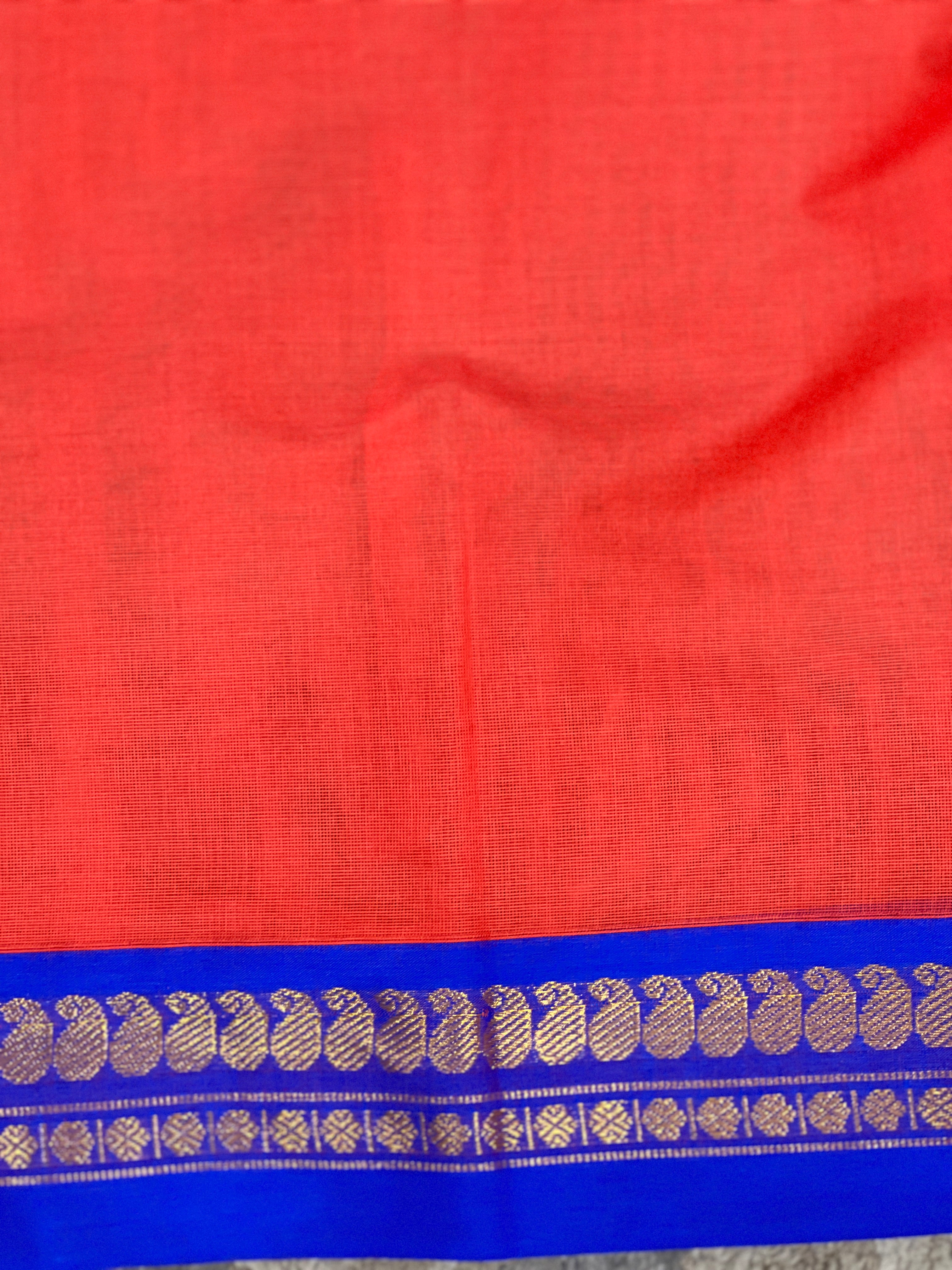 Golden Zari Bordered Kanchi Cotton Saree | GAS132