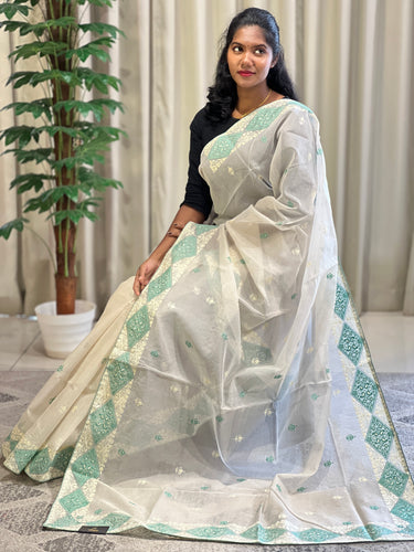 Embroidery Check Organza Finish Saree | BLD1344