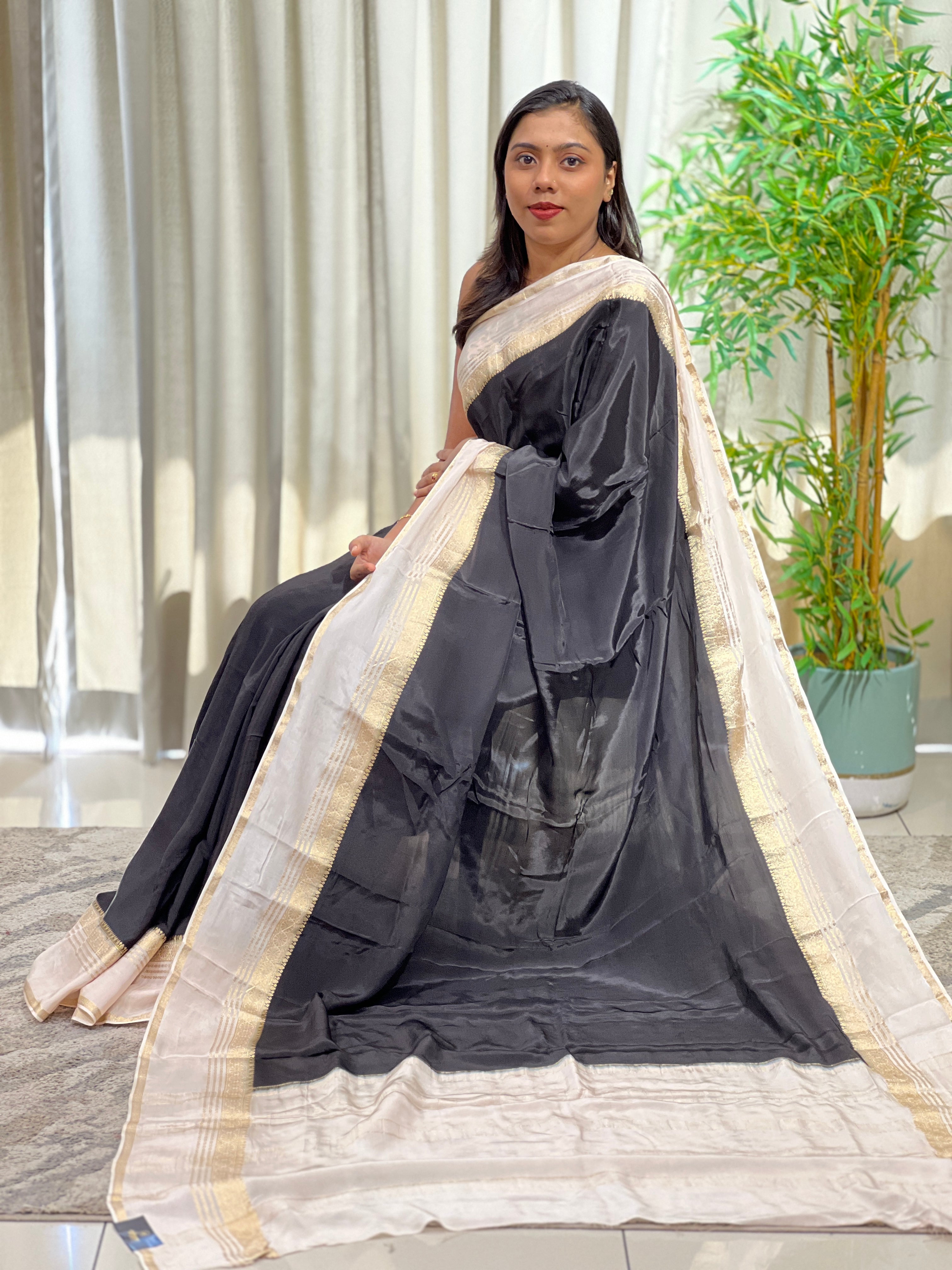 Rettapet Border Crepe Silk Saree | RS188