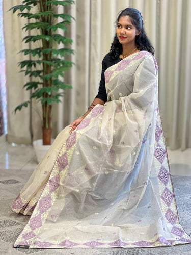 Embroidery Check Organza Finish Saree | BLD1341