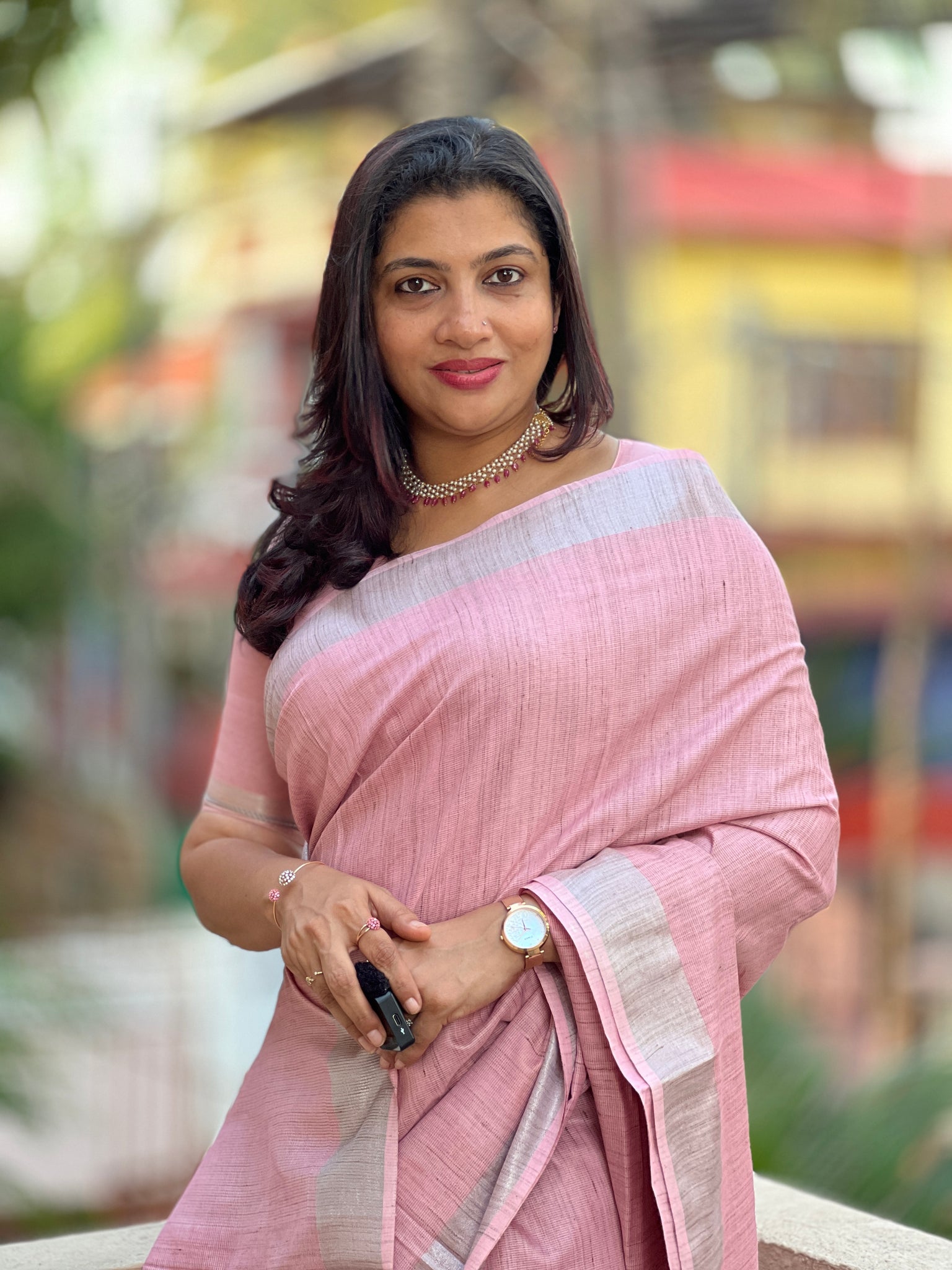 Baby Pink Plain Linen Saree With Silver Border - Etsy