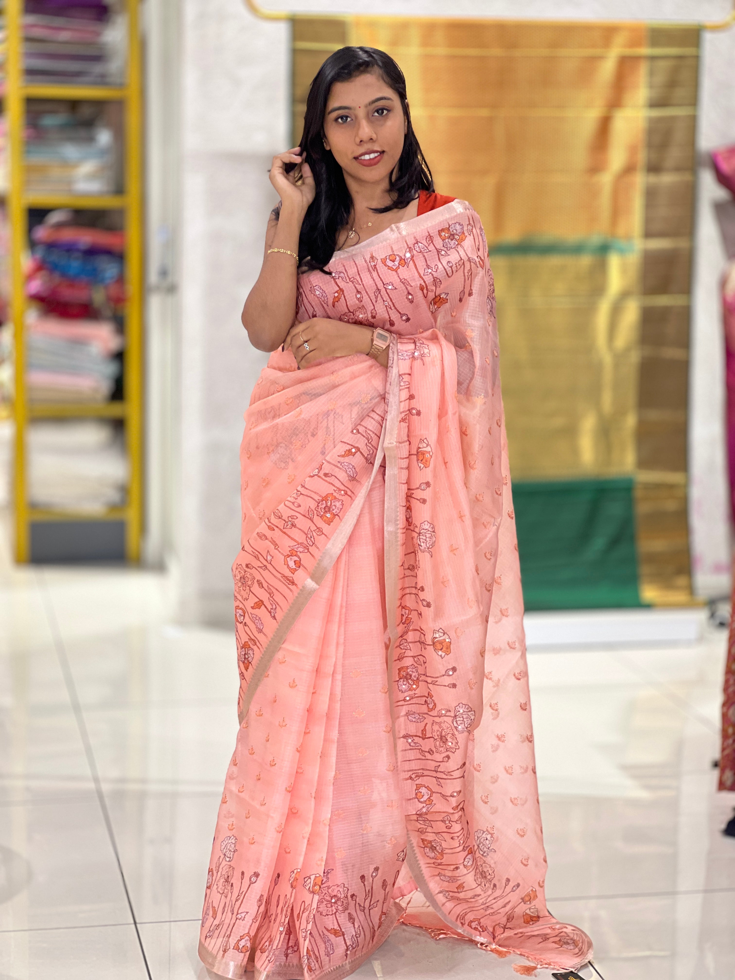 Floral Painted Silky Kota Saree  | GMS268
