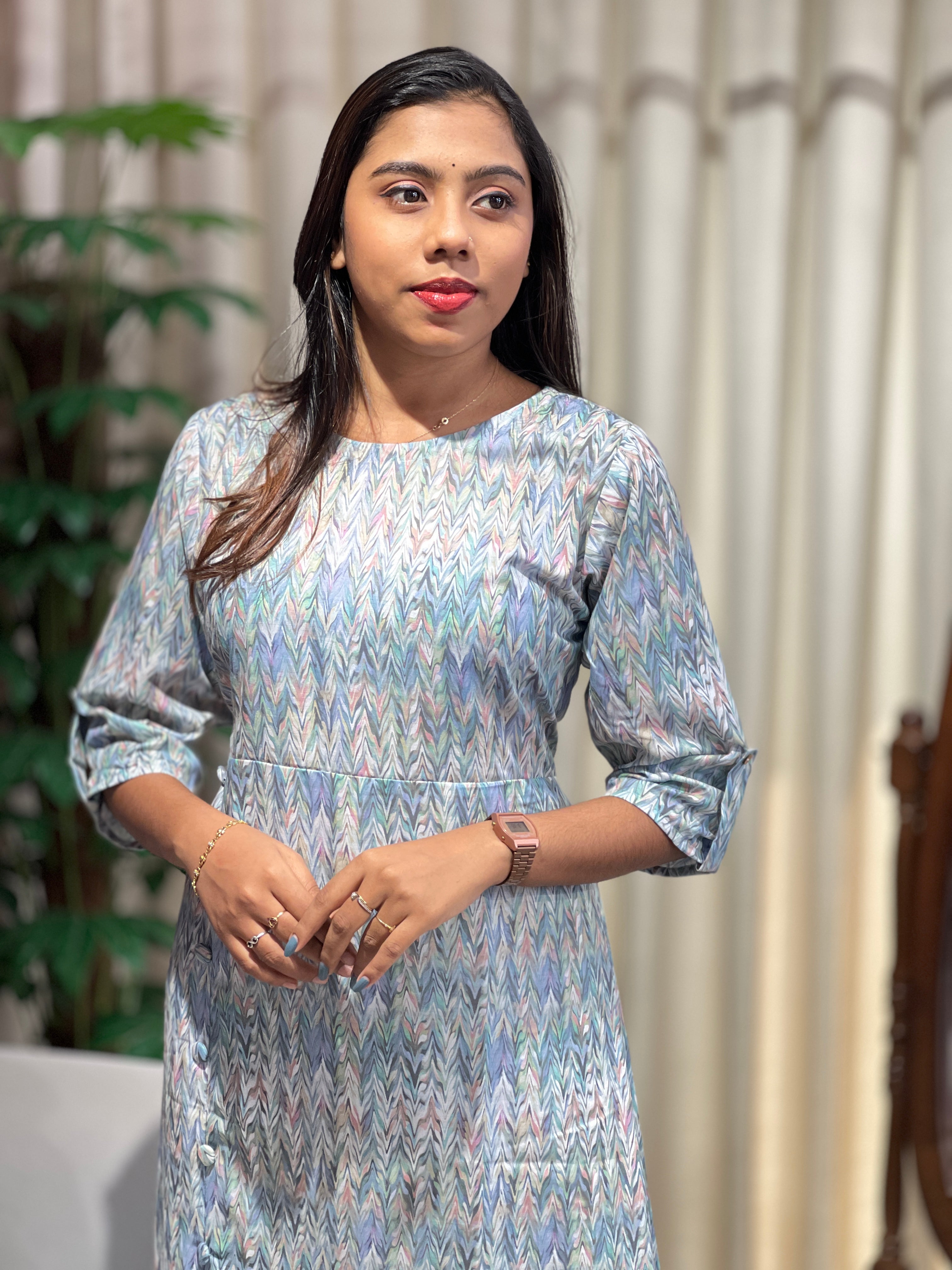 Multi-Color Print Detailed Cotton Kurta | RMLA297