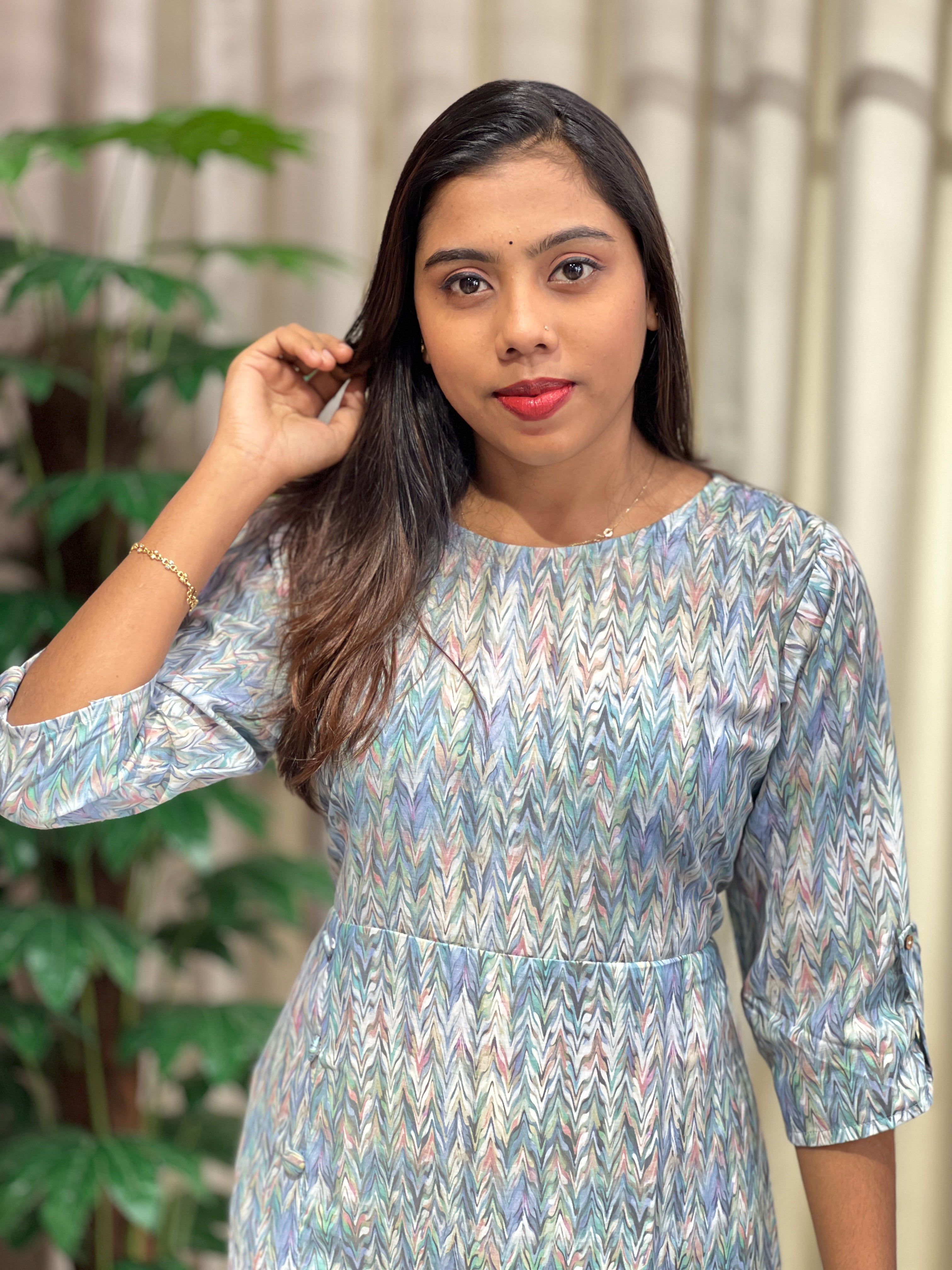 Multi-Color Print Detailed Cotton Kurta | RMLA297