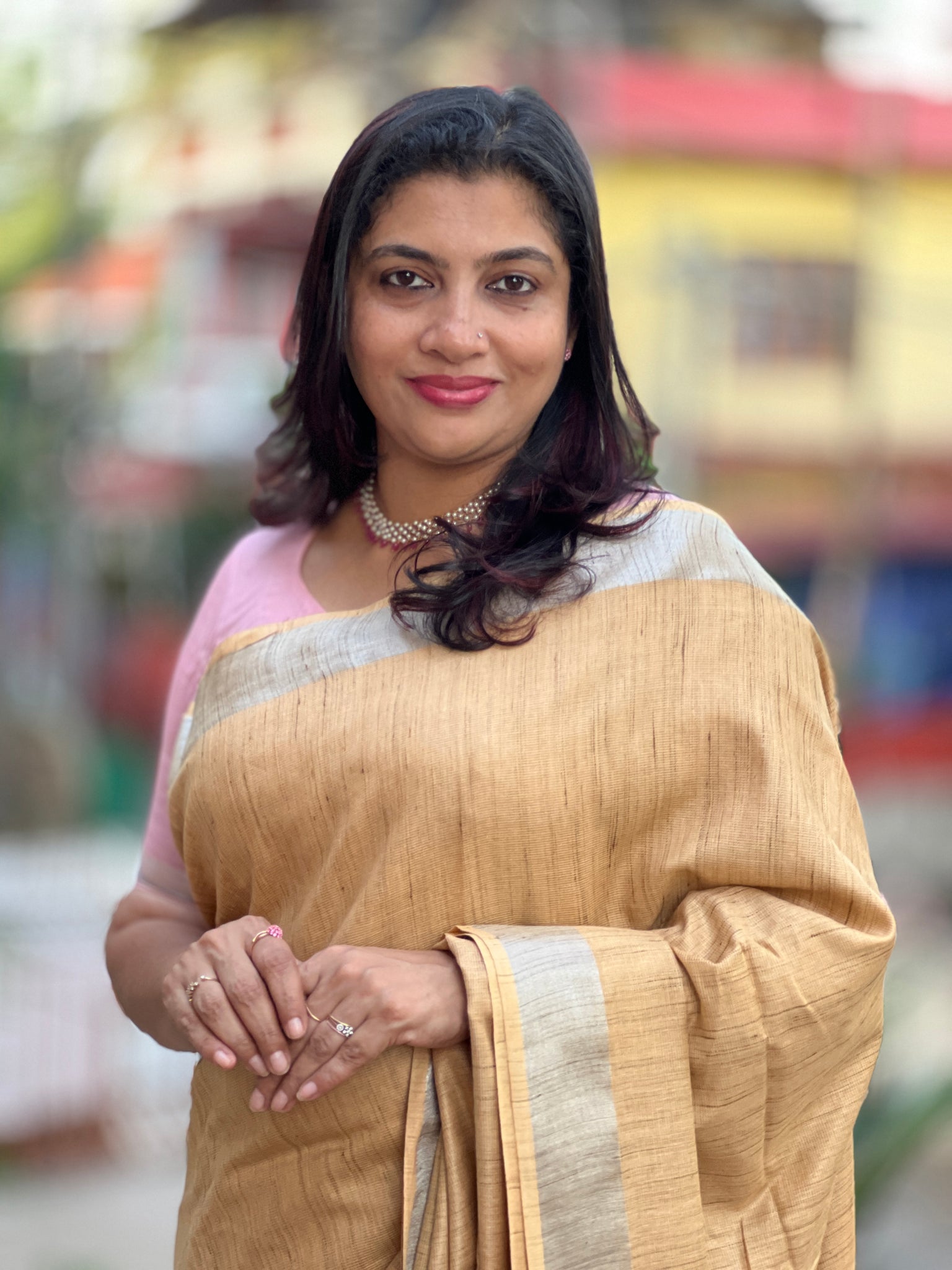 Navy Blue Lichi Silk Saree with Heavy Blouse