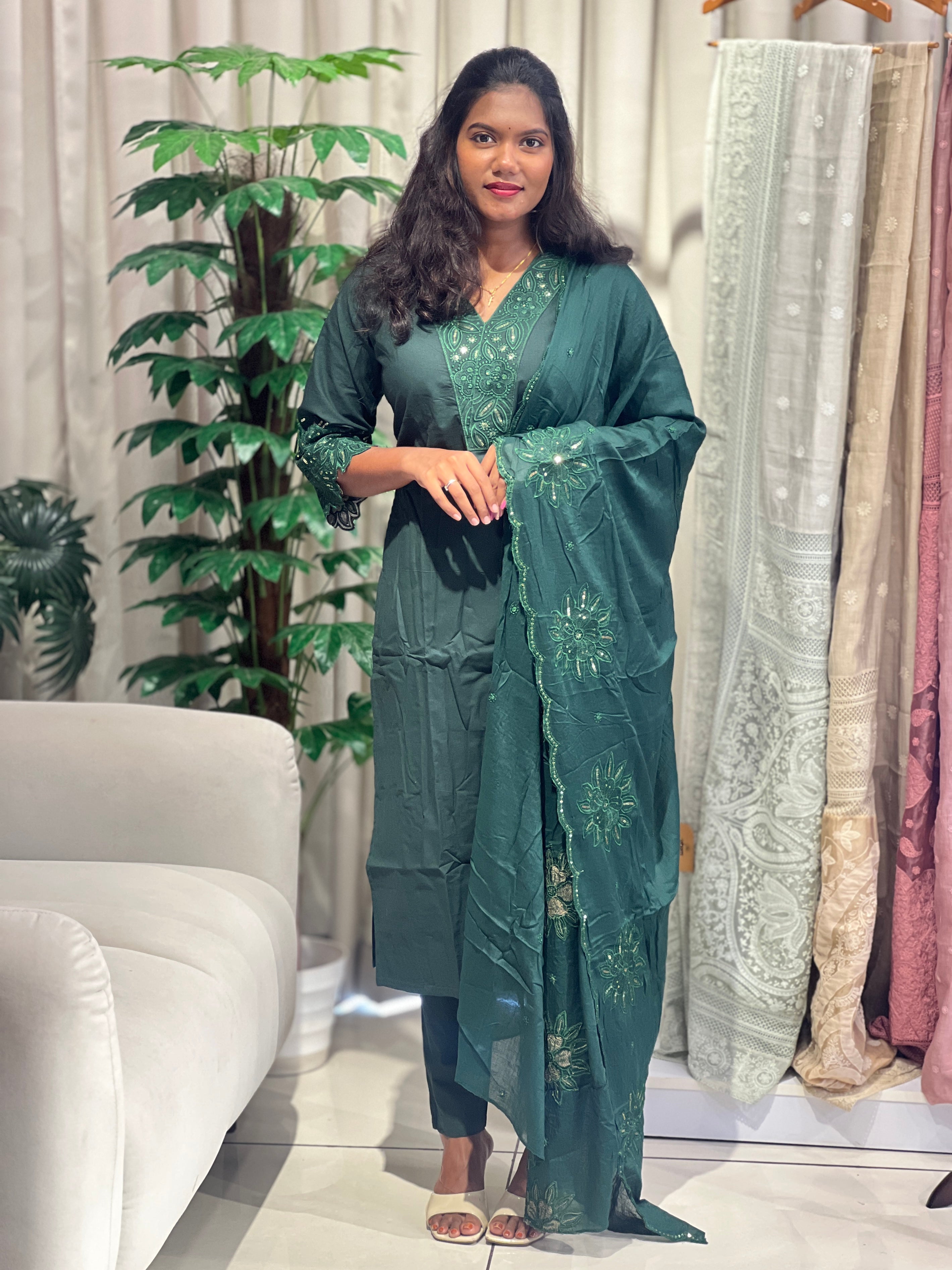 Machine Embroidered Cotton Kurta Set | KKR111