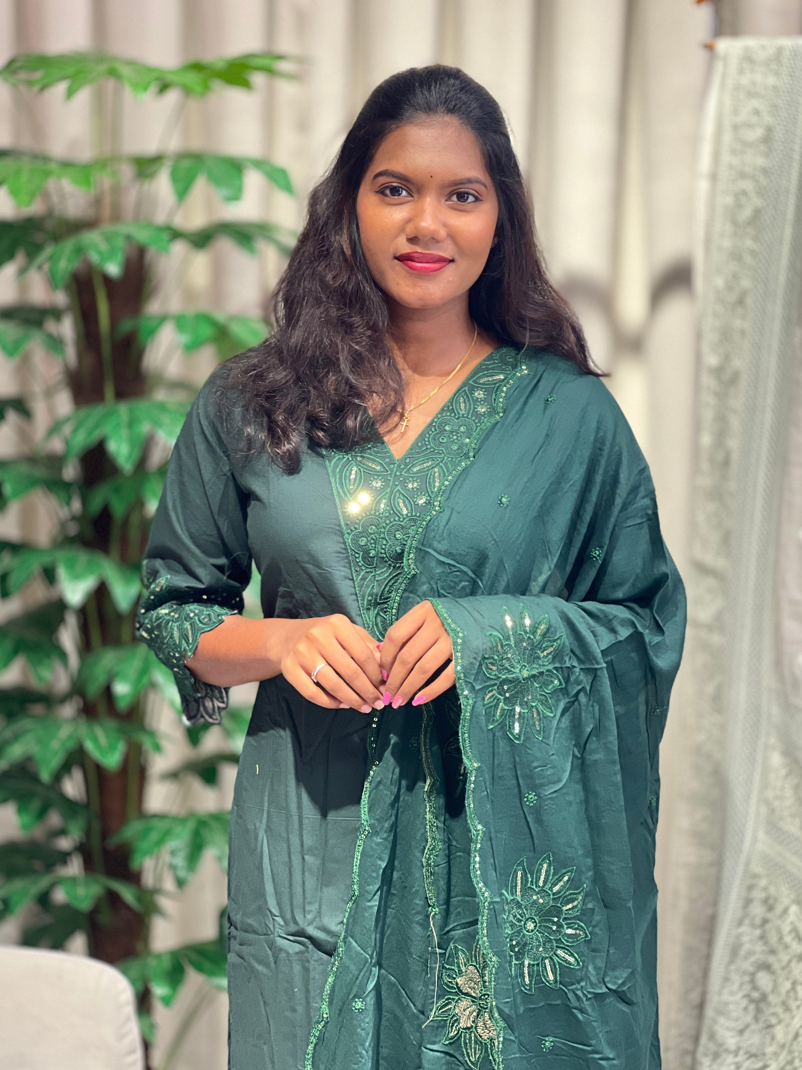 Machine Embroidered Cotton Kurta Set | KKR111