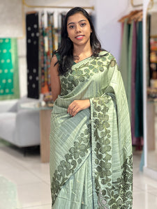 Floral Cut-Work Embroidery Semi Tussar Saree | SUN327