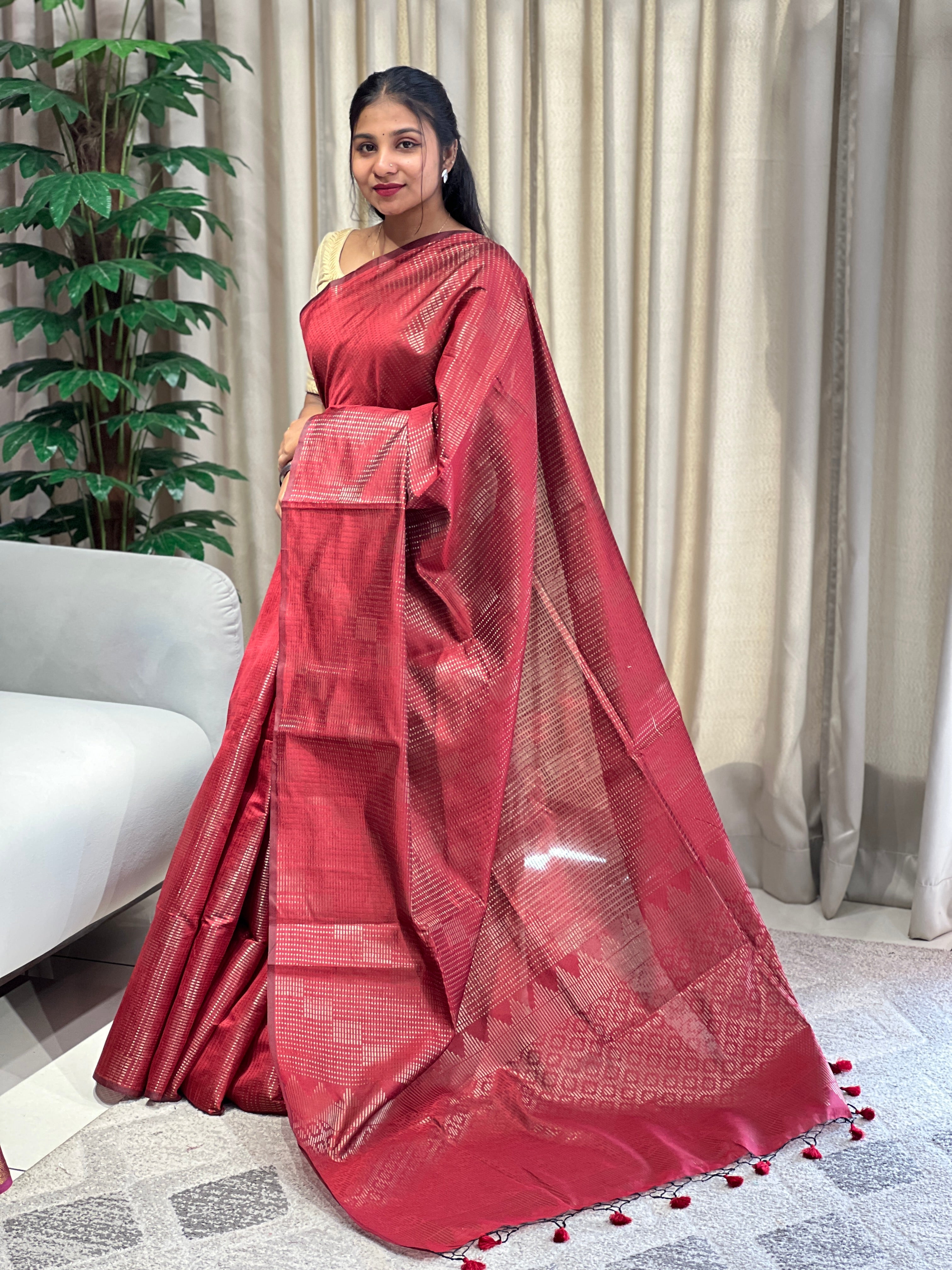 Zari Woven Cotton Silk Saree | YNG1036