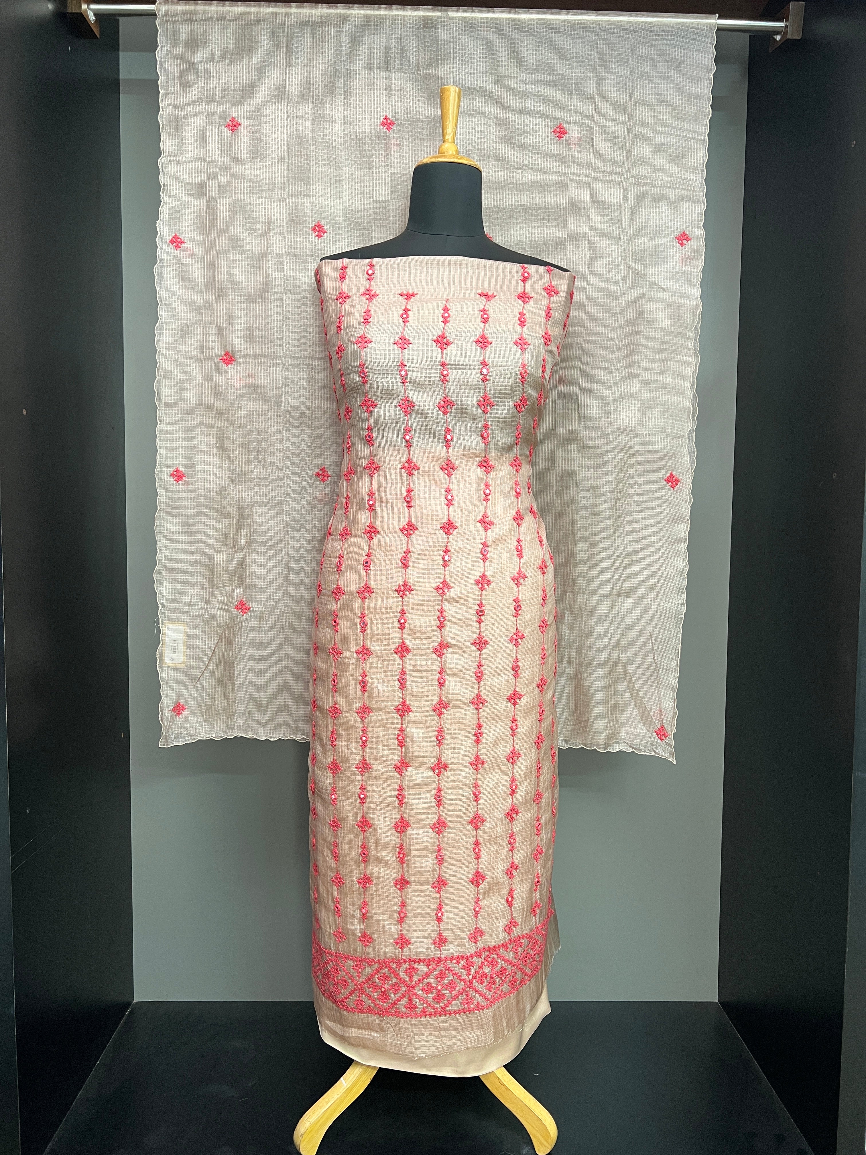 Kutch Work Detailed Silky Kota Salwar Set | SBS1434