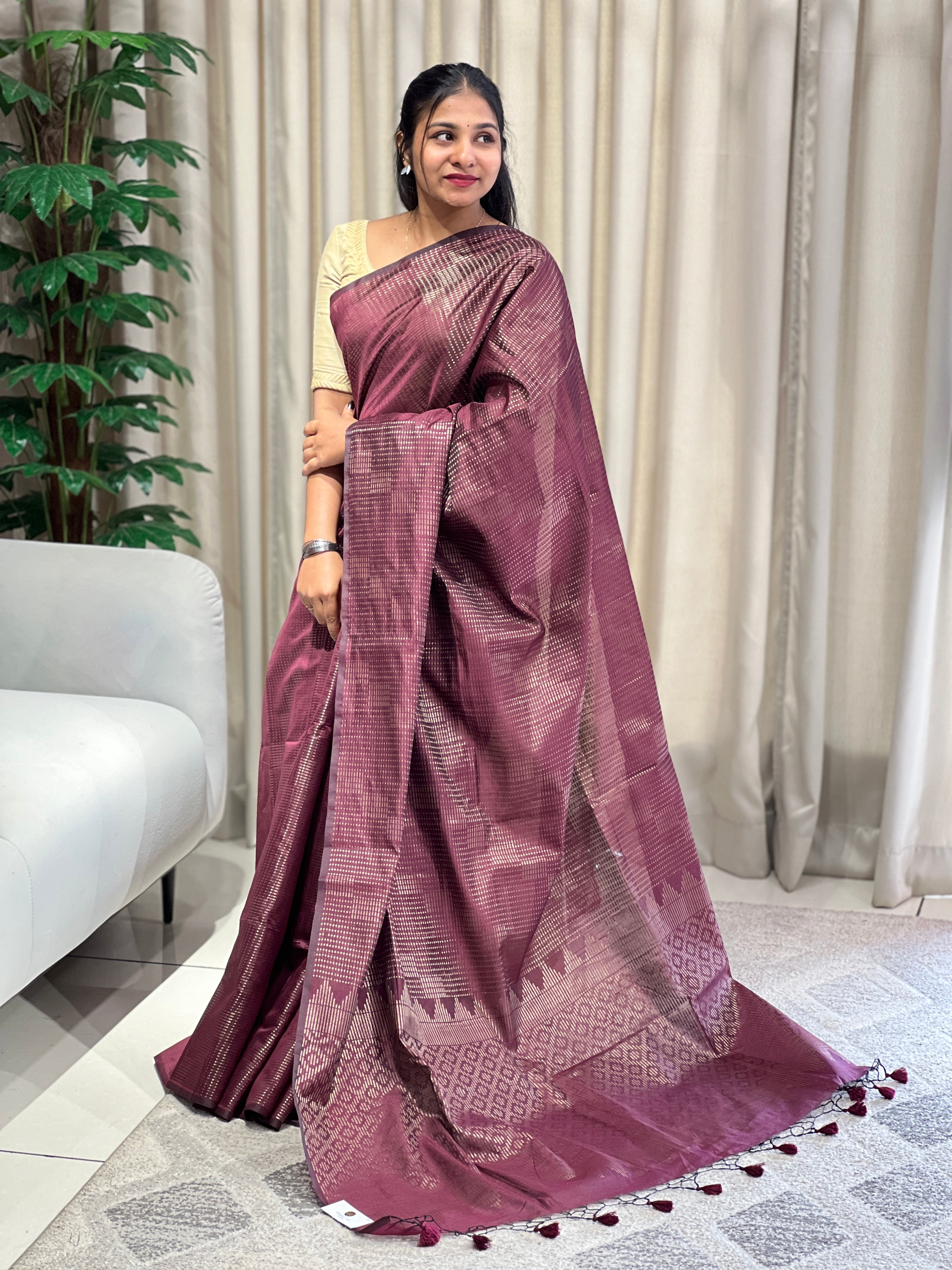 Zari Woven Cotton Silk Saree | YNG1032