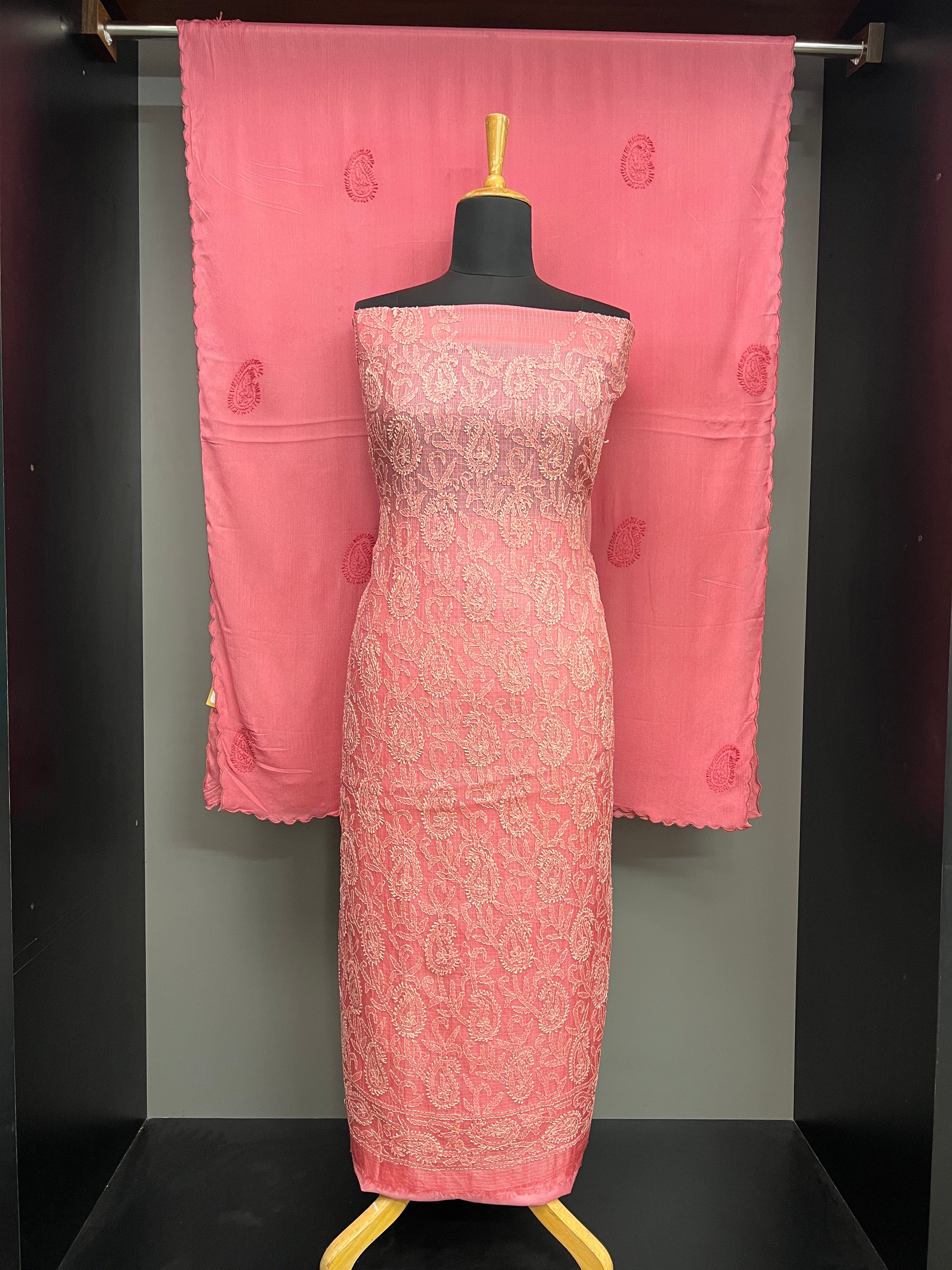 Chikankari Work Detailed Silky Kota Salwar Set | SBS1428