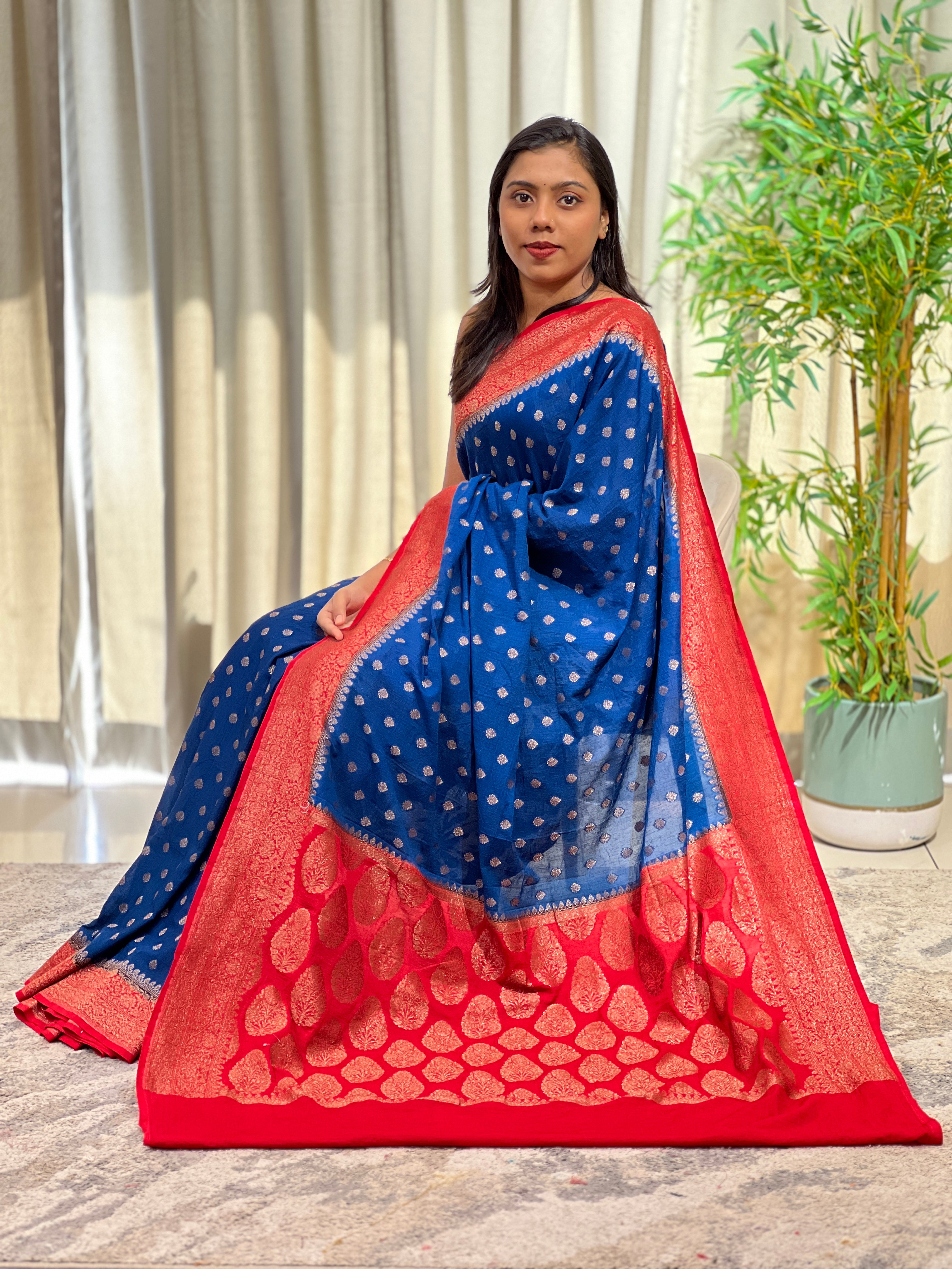 Buta Woven Banarasi Georgette Saree |  GA148