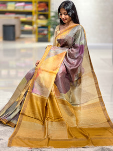 Digital Print With Sequence Weaved Tussar Saree | ACT1360