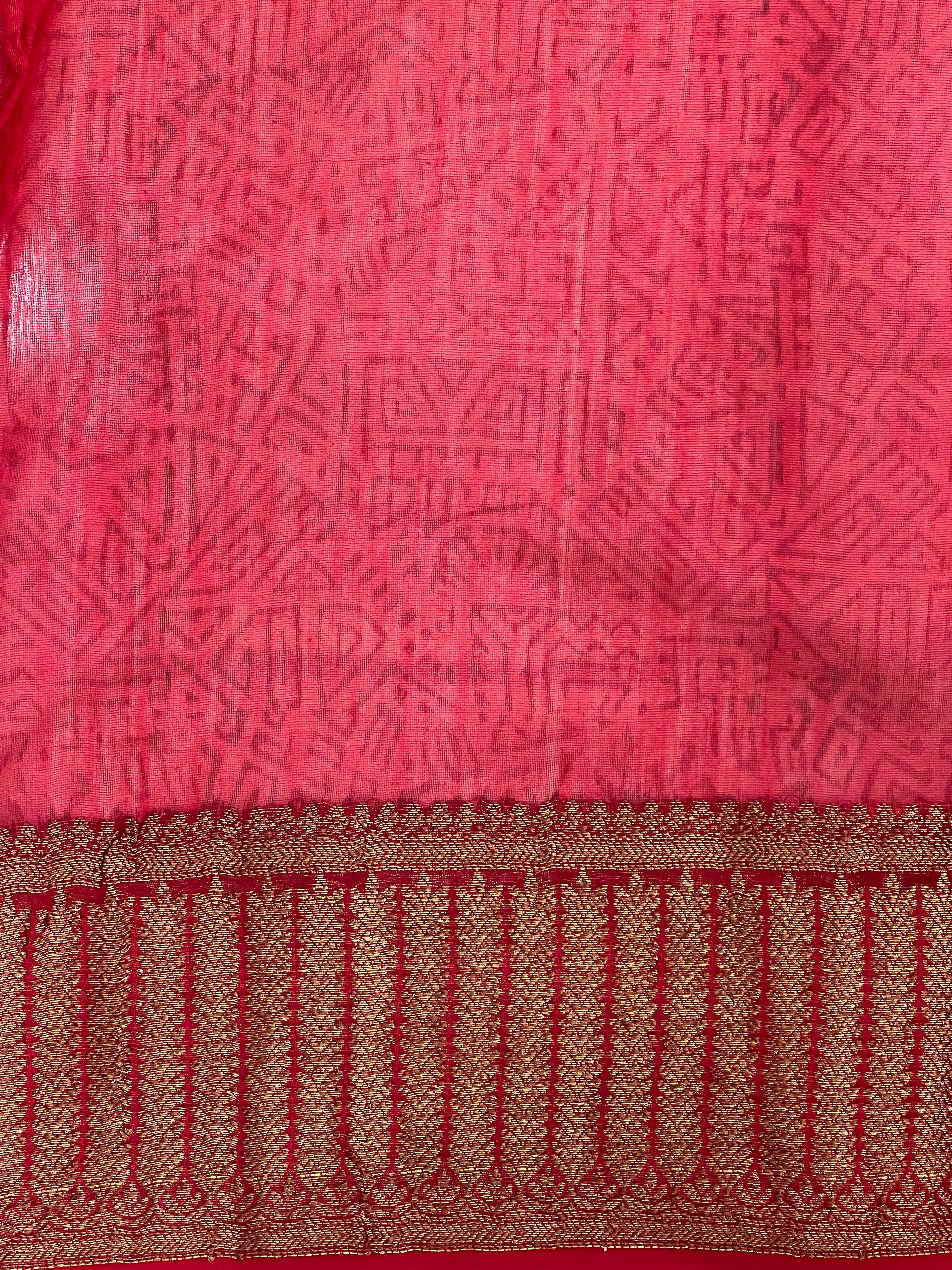 Geometric & Pichwai Print Detailed Chanderi Saree | RGD795