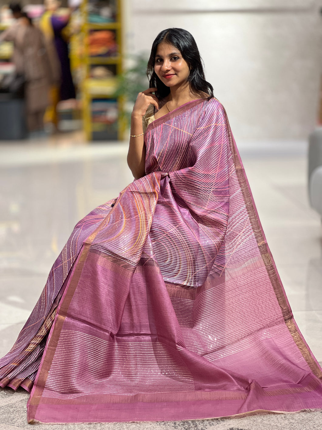 Digital Print With Sequence Weaved Tussar Saree | ACT1364