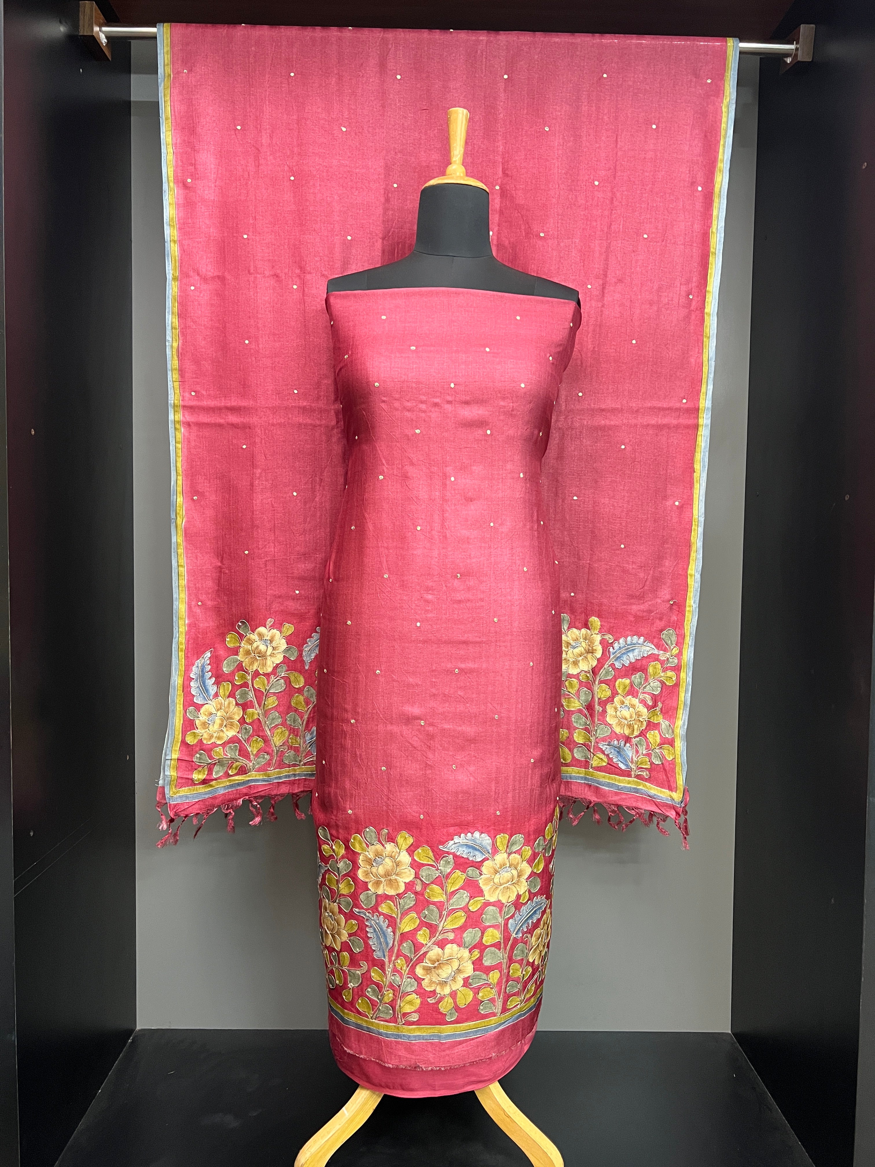 Digital Print Detailed Pure Tussar Salwar Set | SBS1436