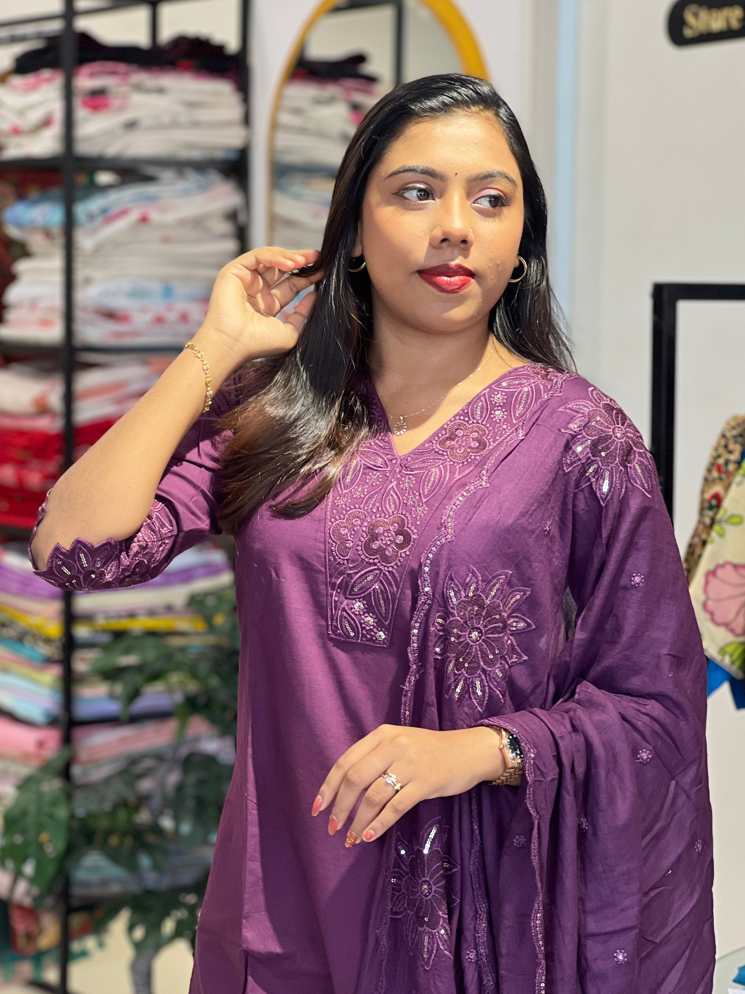 Machine Embroidered Cotton Kurta Set | KKR110