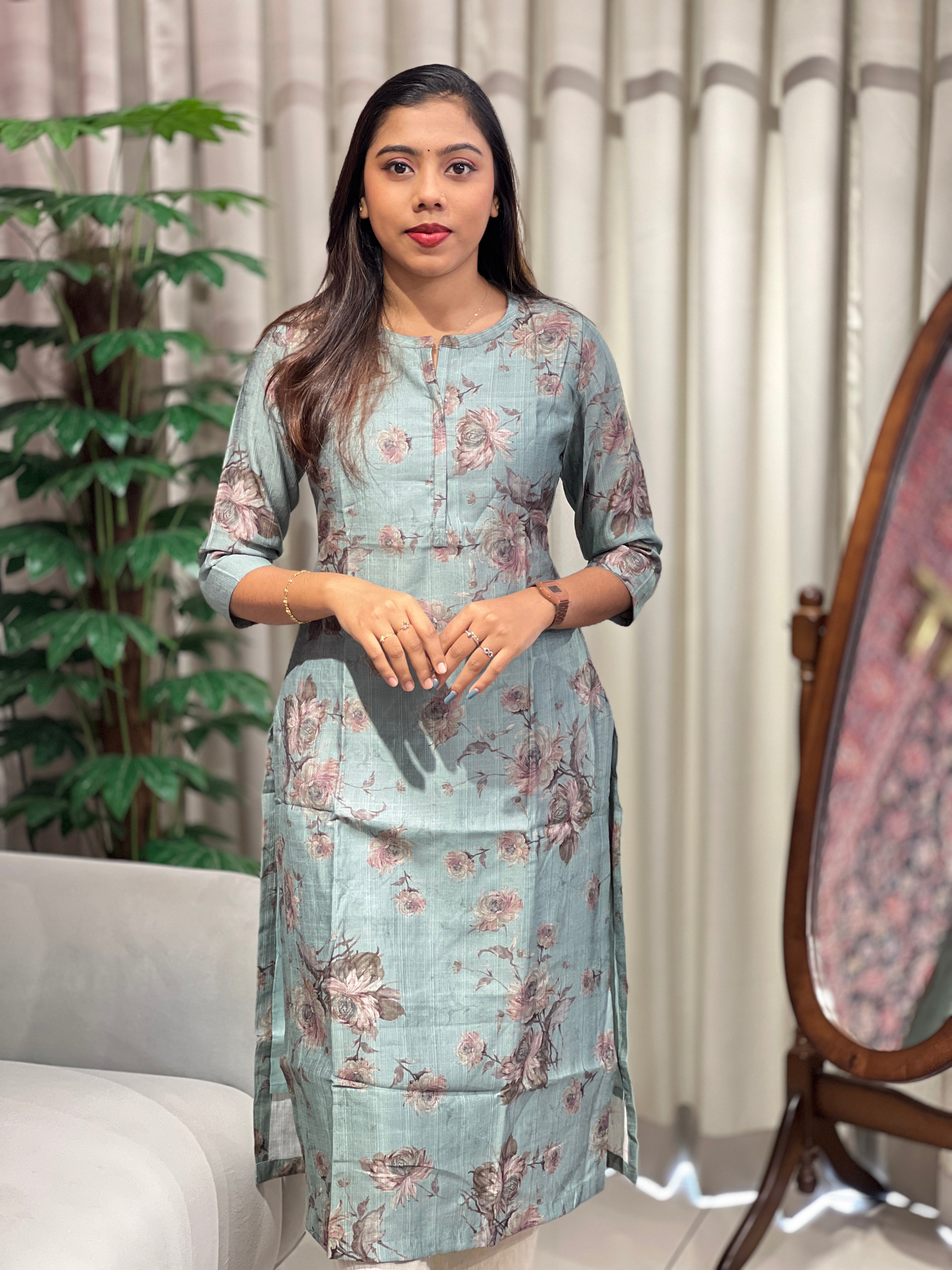 Floral Printed Cotton Kurta | SV305
