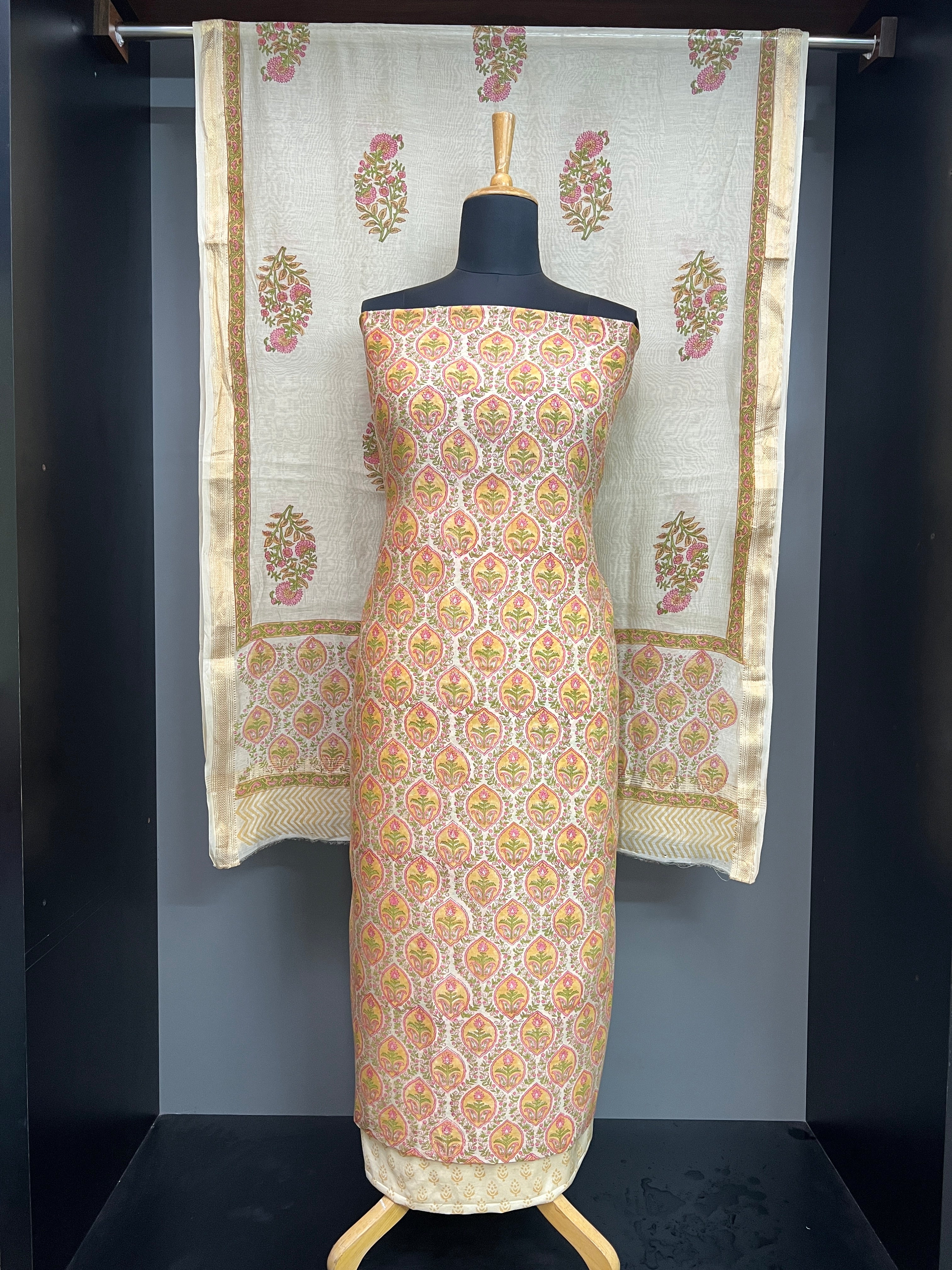 Floral Printed Chanderi Salwar Set | JKL601