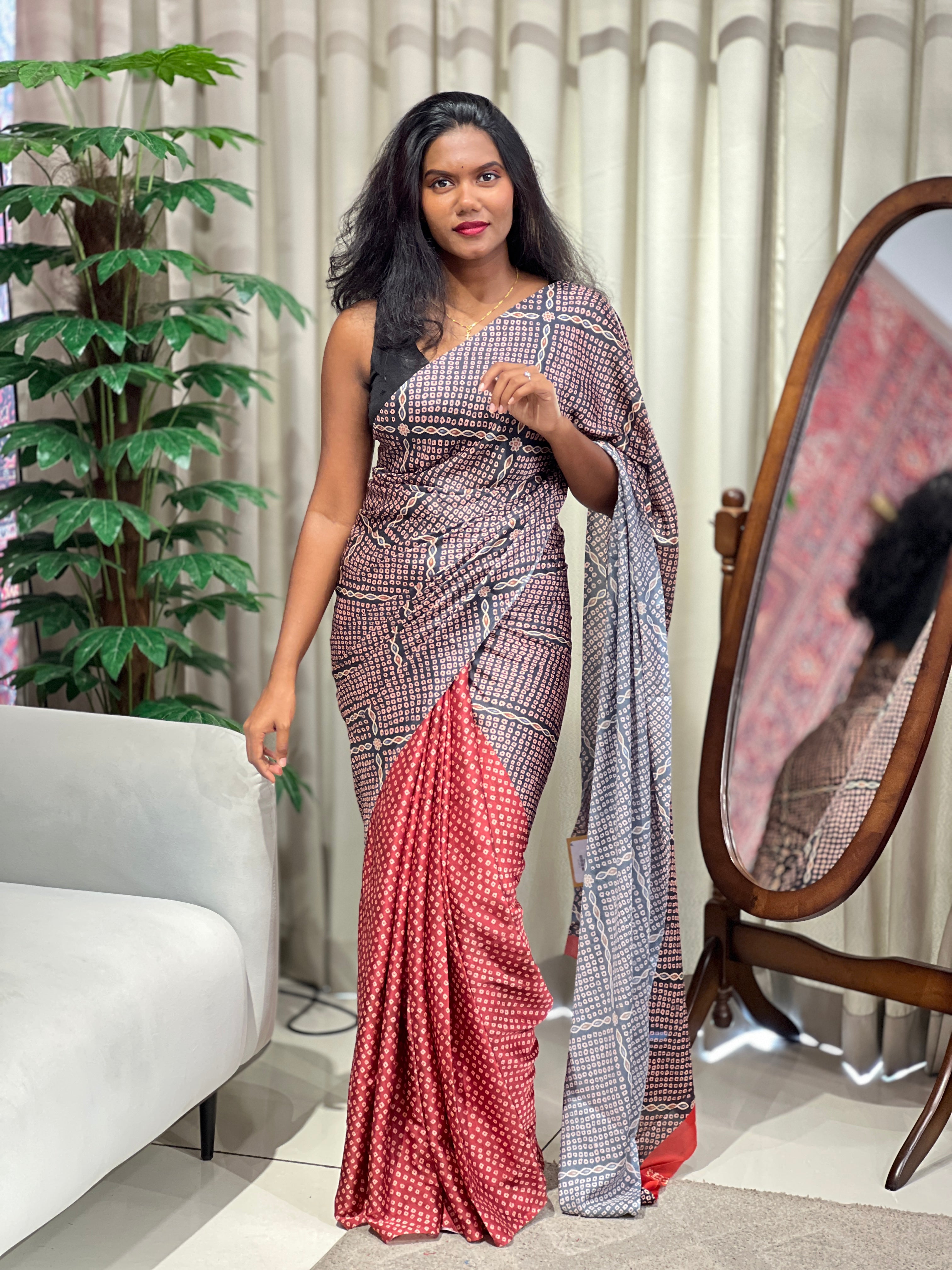 Bandhani Digital Printed Modal Finish Saree | SSN492
