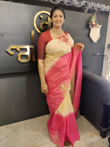 Floral Twine Cutwork Organdy Saree | TC104