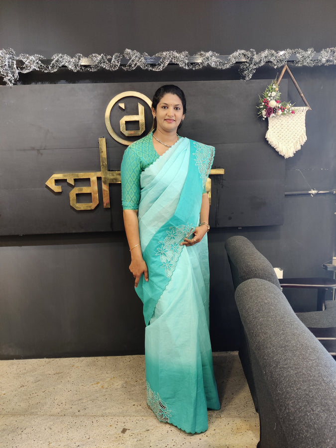 Twine Cutwork Organdy Saree | TC105