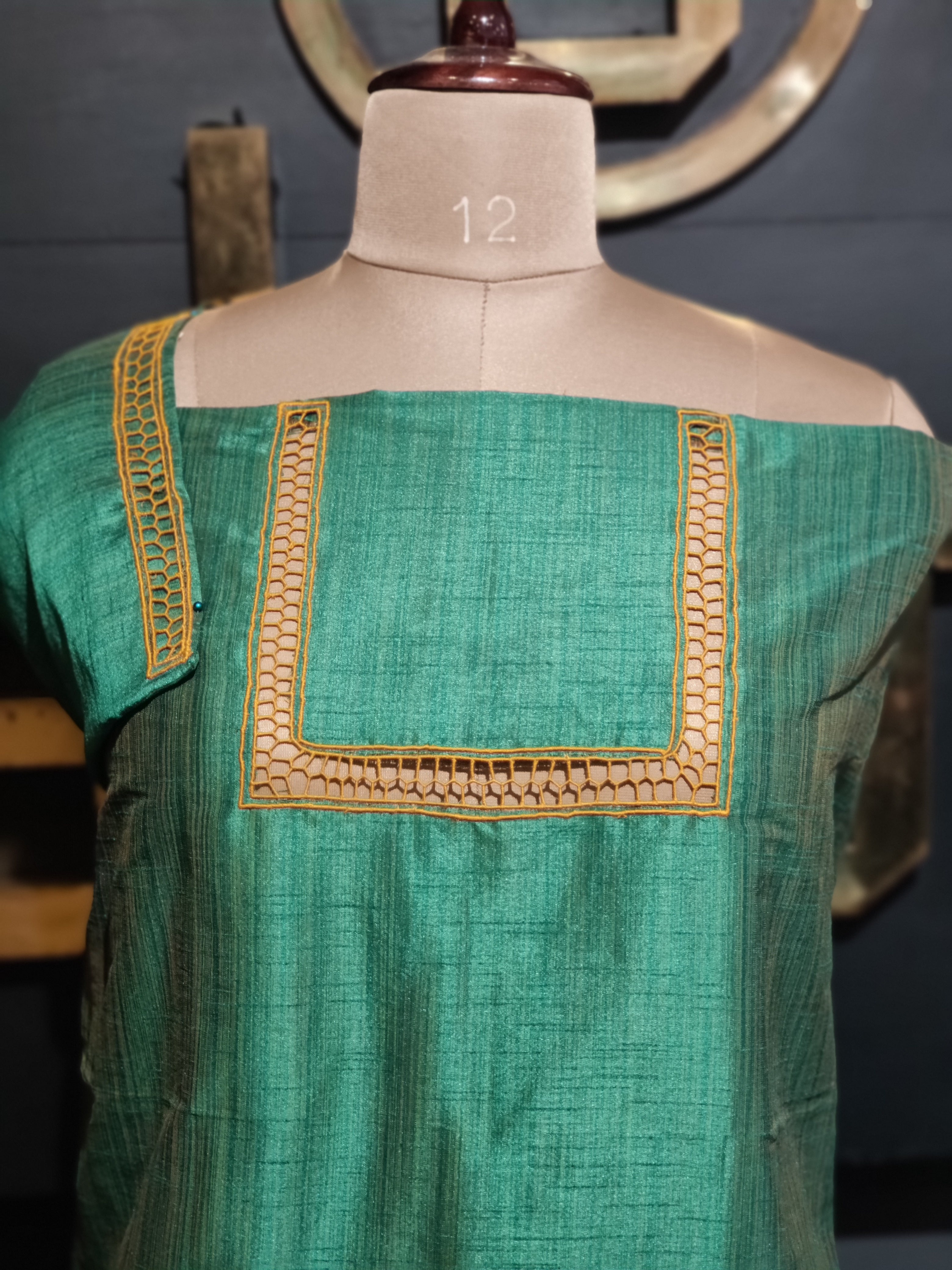 Semi Silk Twine Cutwork Kurta Material | TC186